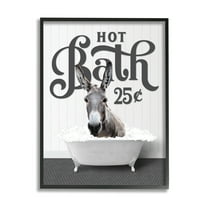 Stupell Industries Vintage Hot Bath Donkey Animals & Insects Painting Black Framed Art Print Wall Art, 11 x 14