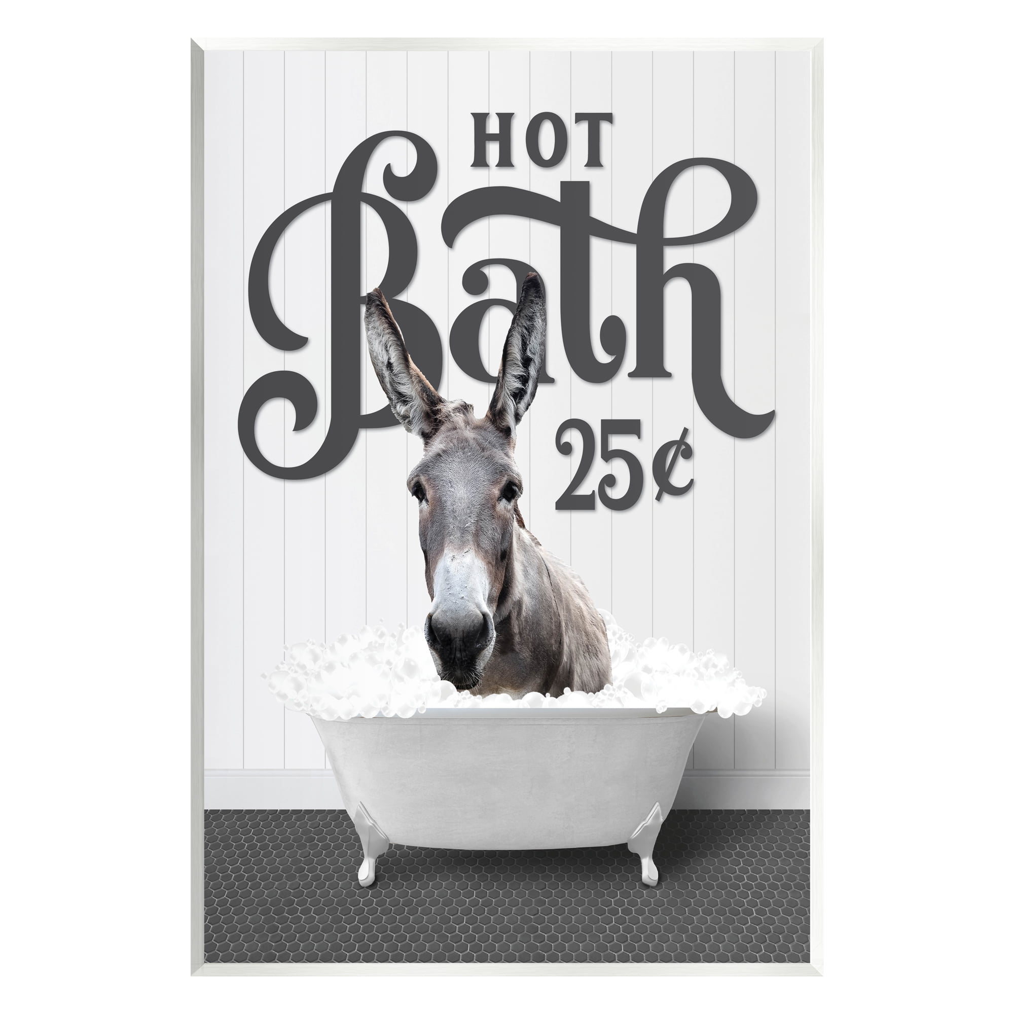 Stupell Industries Vintage Hot Bath Donkey Animals & Insects Painting Unframed Art Print Wall Art, 13 x 19