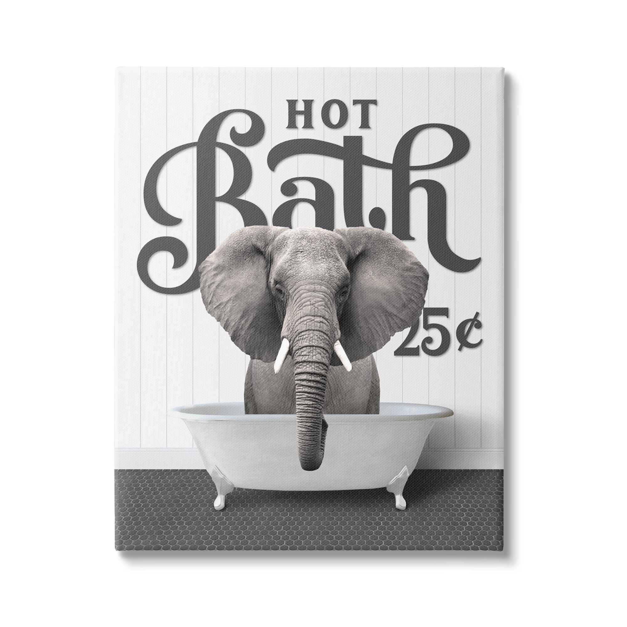Stupell Industries Vintage Hot Bath Elephant Animals & Insects Painting Gallery Wrapped Canvas Print Wall Art, 24 x 30