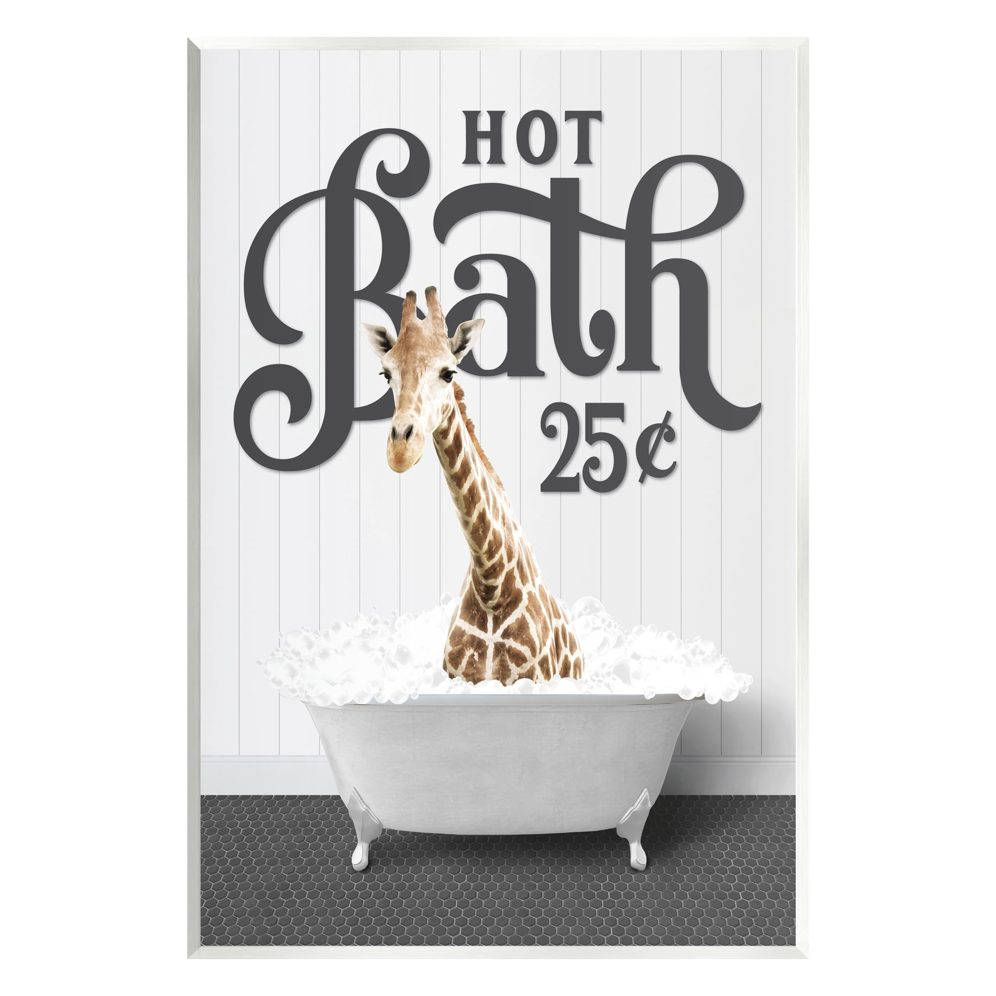 Stupell Industries Vintage Hot Bath Giraffe Animals & Insects Painting Unframed Art Print Wall Art, 13 x 19