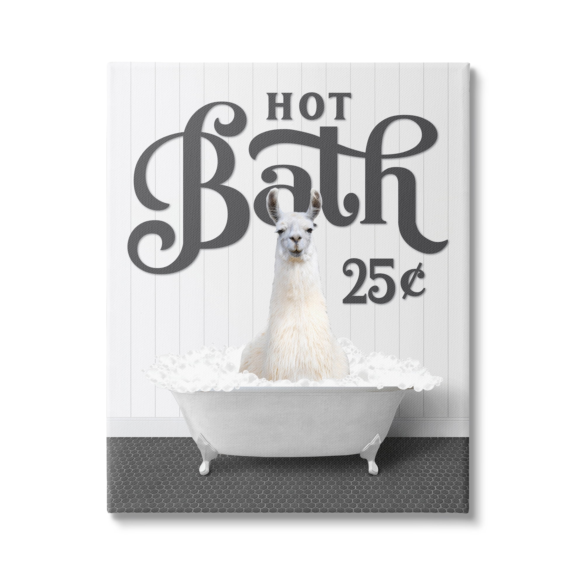 Stupell Industries Vintage Hot Bath Llama Animals & Insects Painting Gallery Wrapped Canvas Print Wall Art, 24 x 30