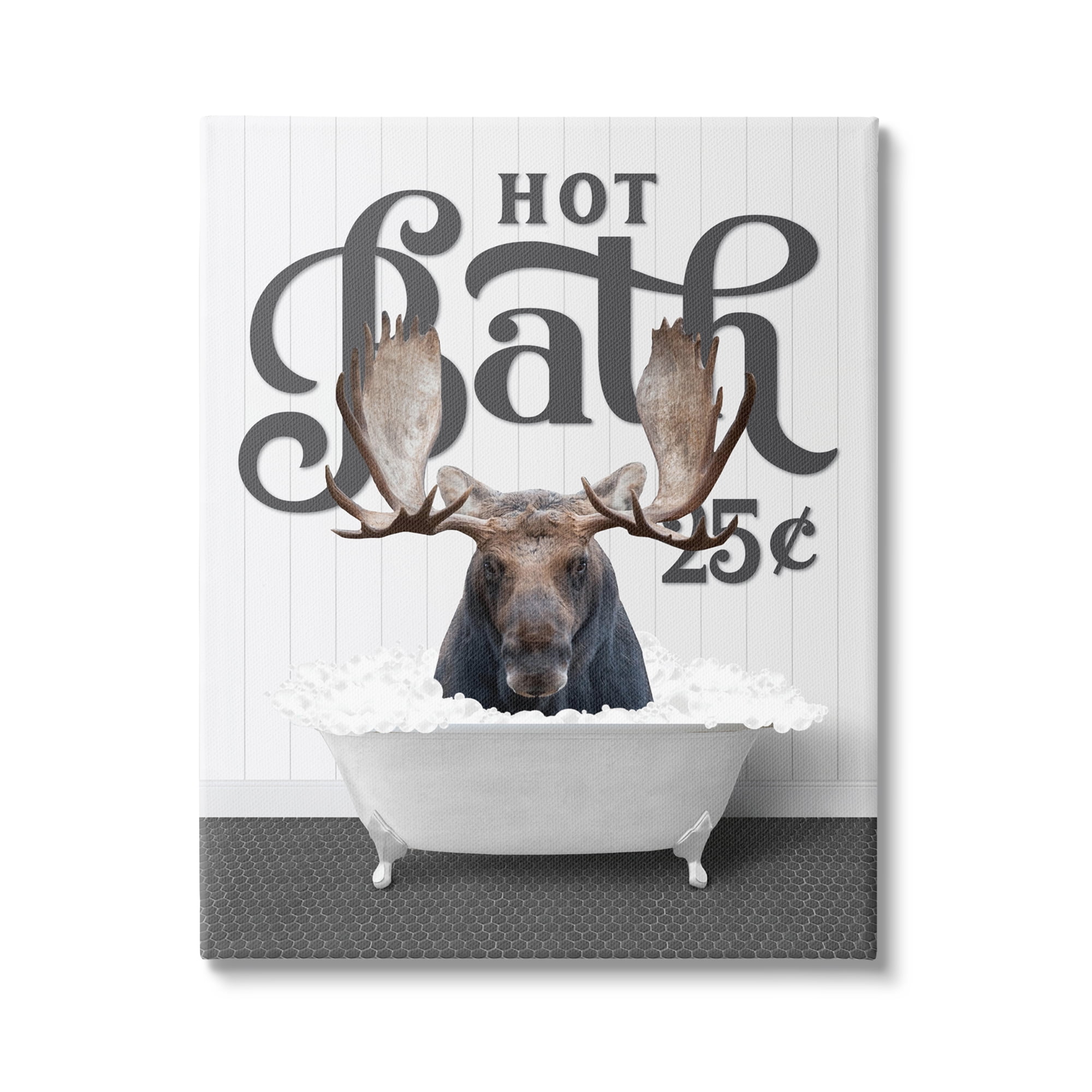 Stupell Industries Vintage Hot Bath Moose Animals & Insects Painting Gallery Wrapped Canvas Print Wall Art, 16 x 20