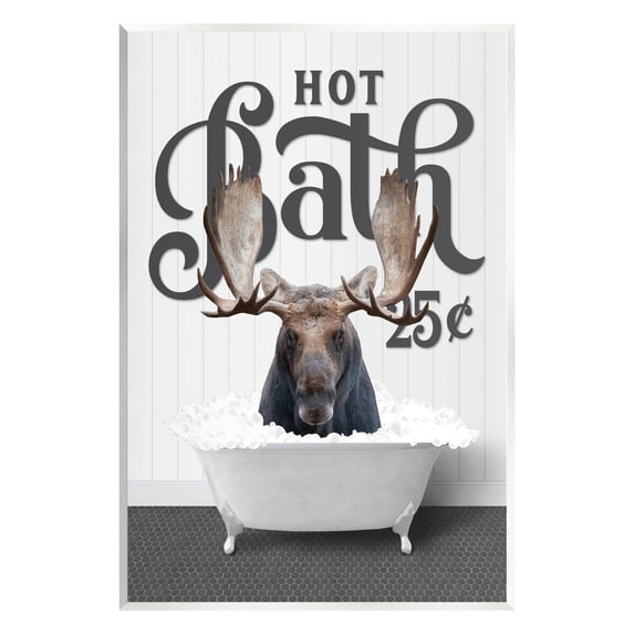 Stupell Industries Vintage Hot Bath Moose Animals & Insects Painting Unframed Art Print Wall Art, 10 x 15