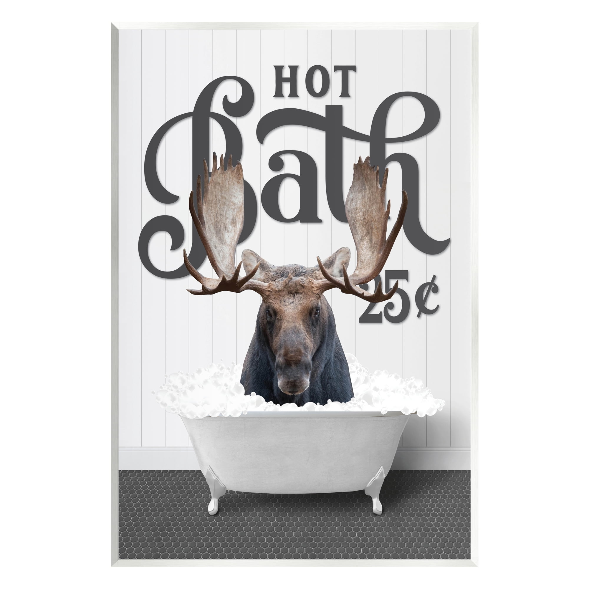 Stupell Industries Vintage Hot Bath Moose Animals & Insects Painting Unframed Art Print Wall Art, 13 x 19