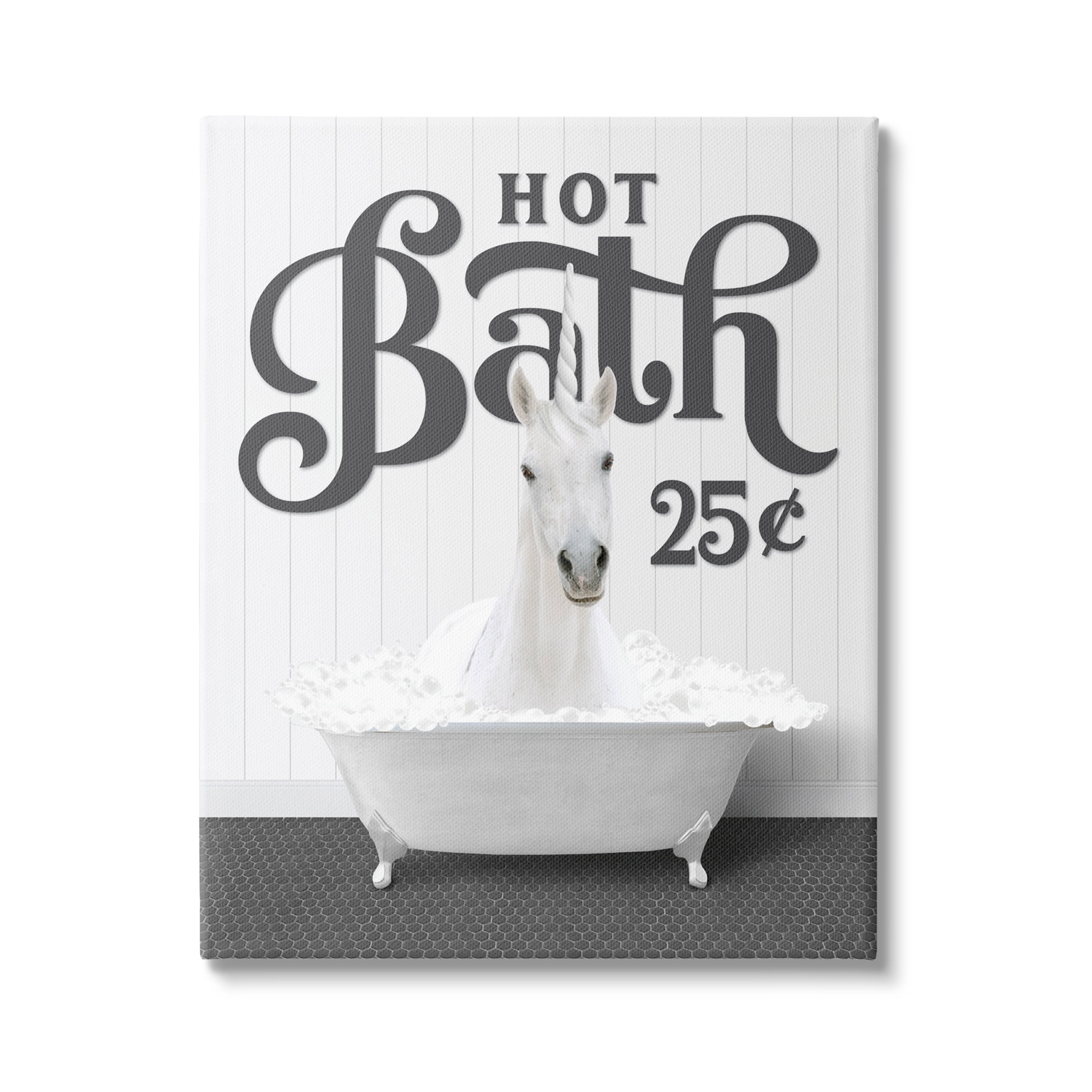 Stupell Industries Vintage Hot Bath Unicorn Animals & Insects Painting Gallery Wrapped Canvas Print Wall Art, 36 x 48