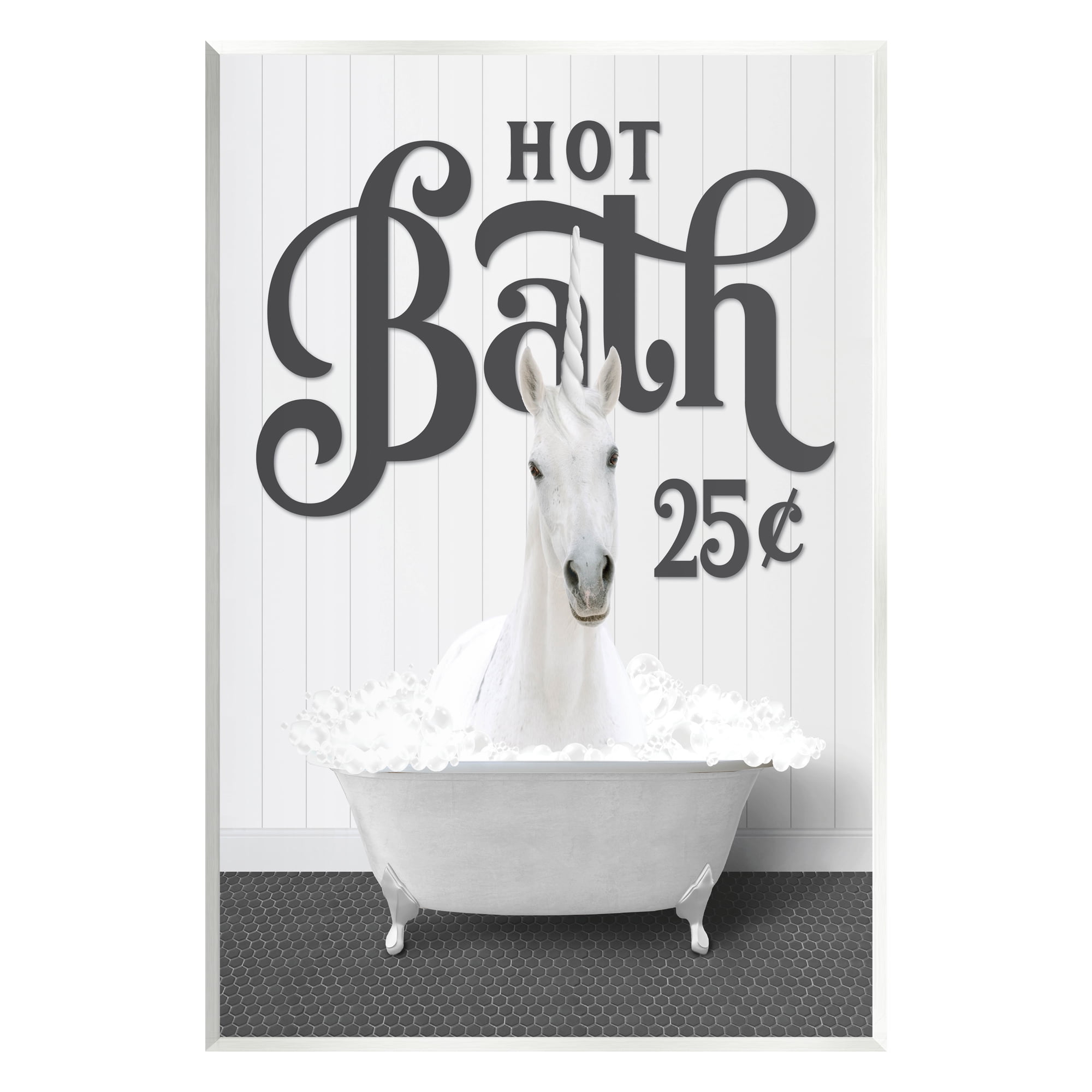 Stupell Industries Vintage Hot Bath Unicorn Animals & Insects Painting Unframed Art Print Wall Art, 13 x 19