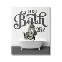 Stupell Industries Vintage Hot Bath Zebra Animals & Insects Painting Gallery Wrapped Canvas Print Wall Art, 16 x 20