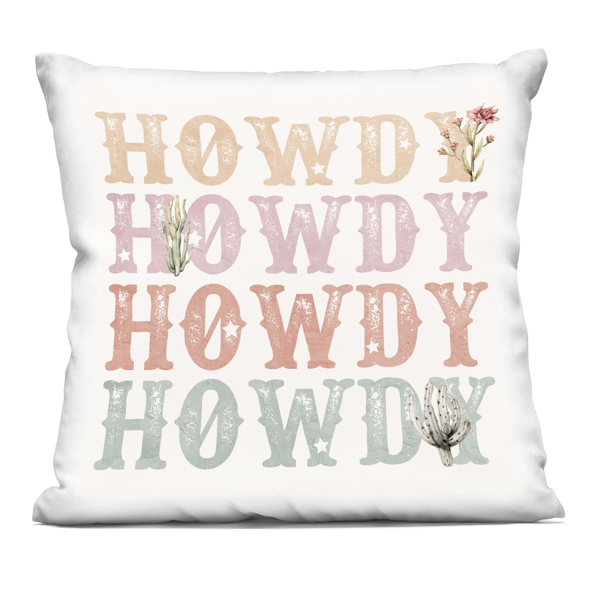 Stupell Industries Vintage Howdy Rainbow Text Decorative Printed Throw Pillow, design by Kim Allen