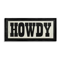 Stupell Industries Vintage Howdy Sign Typography Painting Black Framed Art Print Wall Art, 24 x 10