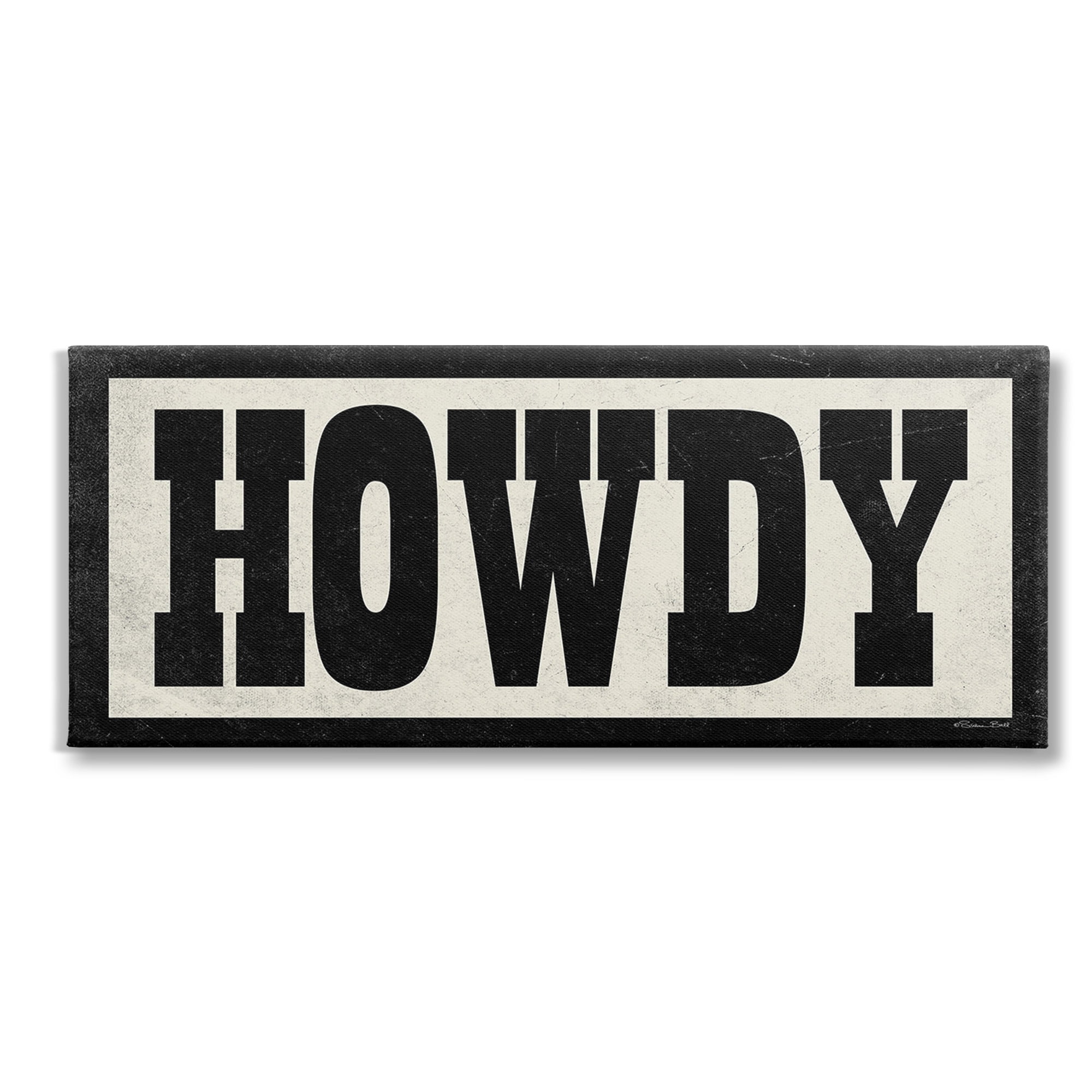 Stupell Industries Vintage Howdy Sign Typography Painting Gallery Wrapped Canvas Art Print Wall Art, 24 x 10
