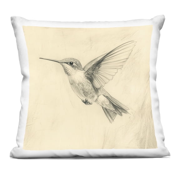 Stupell Industries Vintage Hummingbird Sketch Decorative Printed Throw Pillow, design by Petal Prints Design