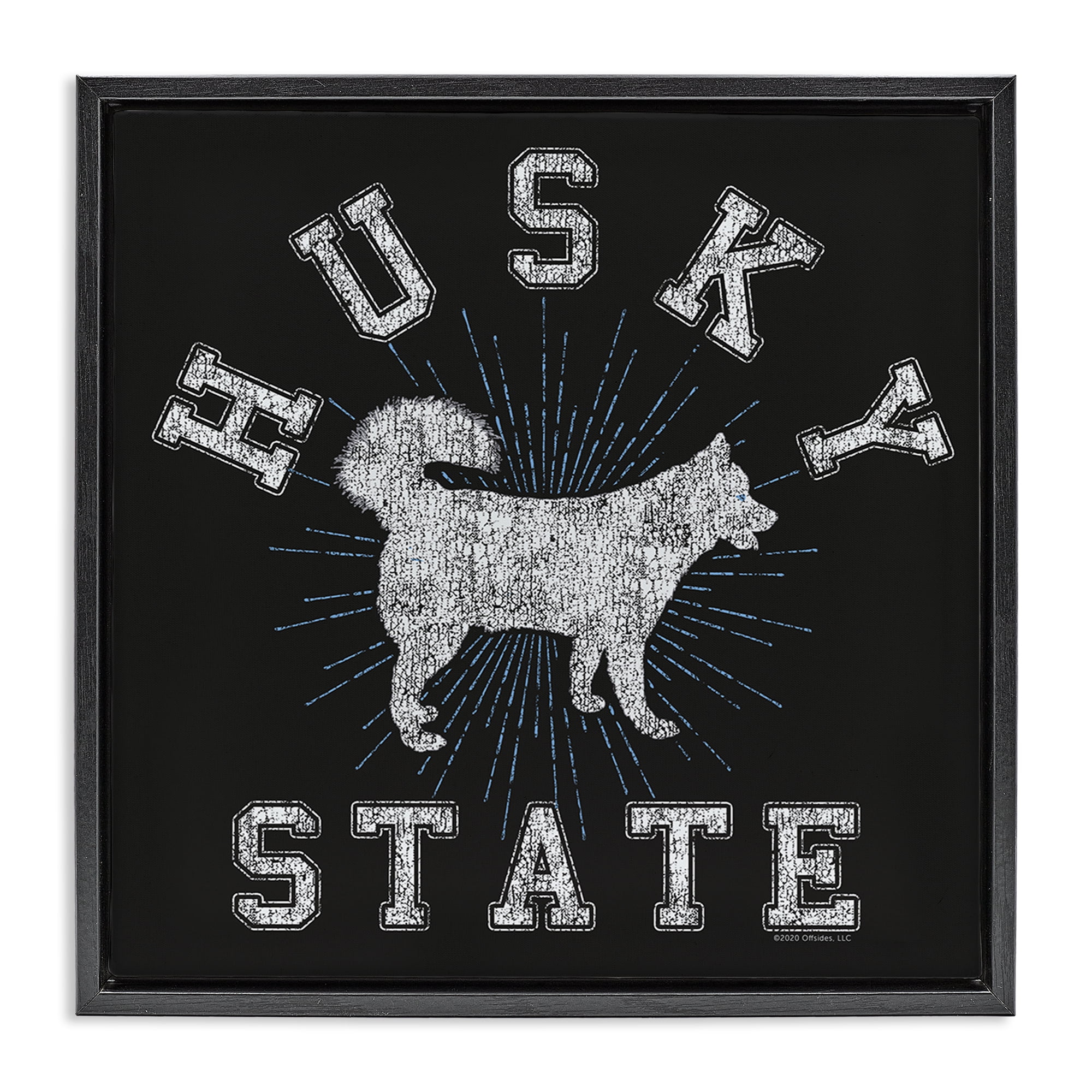 Stupell Industries Vintage Husky State Novelty & Humor Painting Black Floater Framed Canvas Art Print Wall Art, 18 x 18