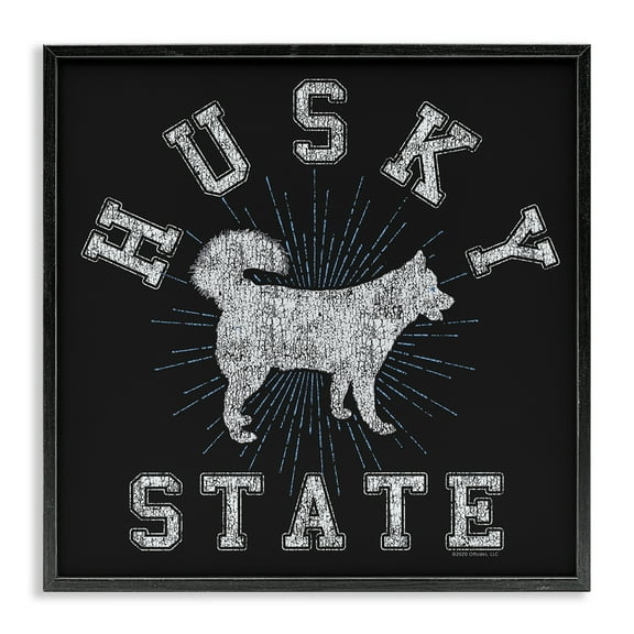 Stupell Industries Vintage Husky State Novelty & Humor Painting Black Framed Art Print Wall Art, 12 x 12