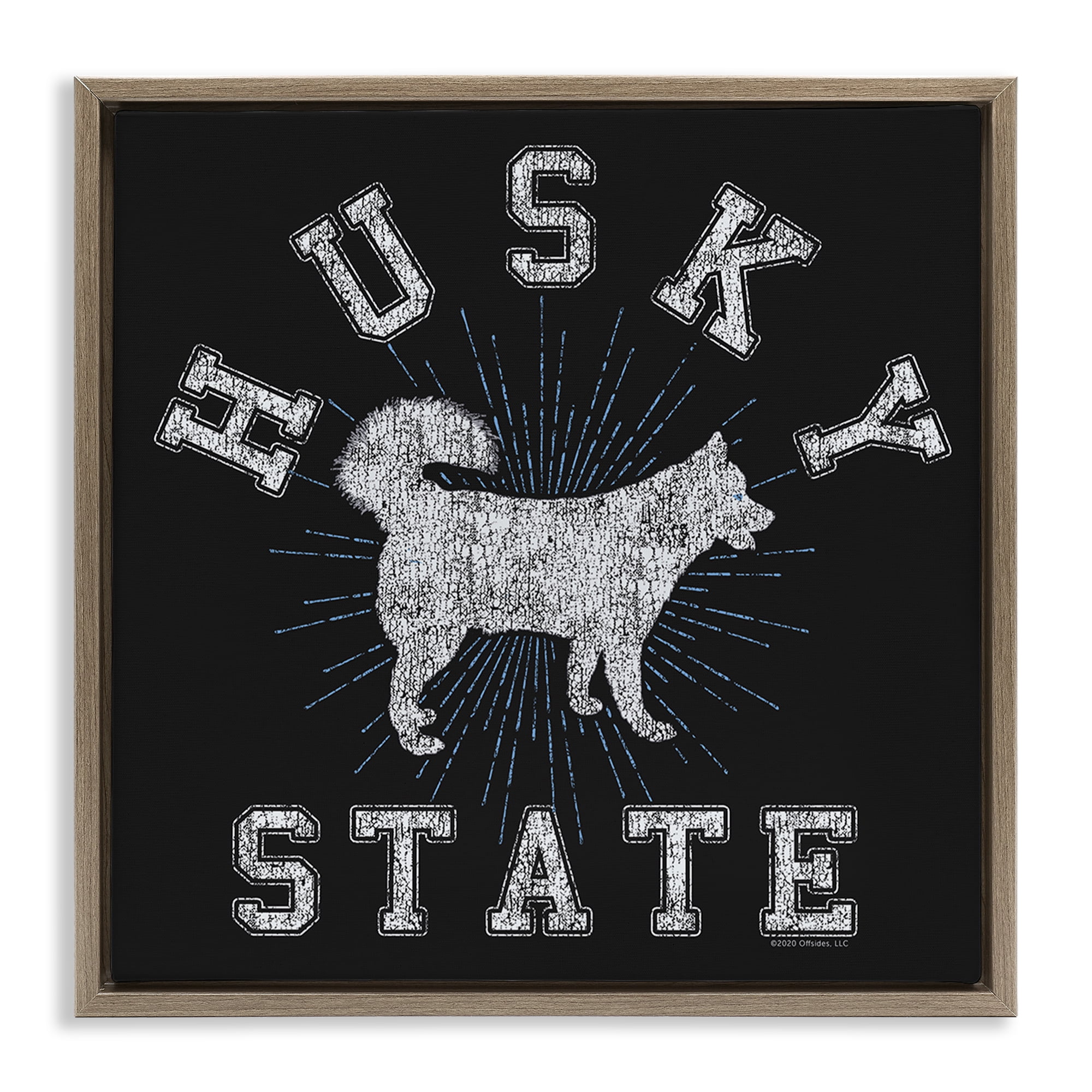 Stupell Industries Vintage Husky State Novelty & Humor Painting Brown Floater Framed Canvas Art Print Wall Art, 25 x 25