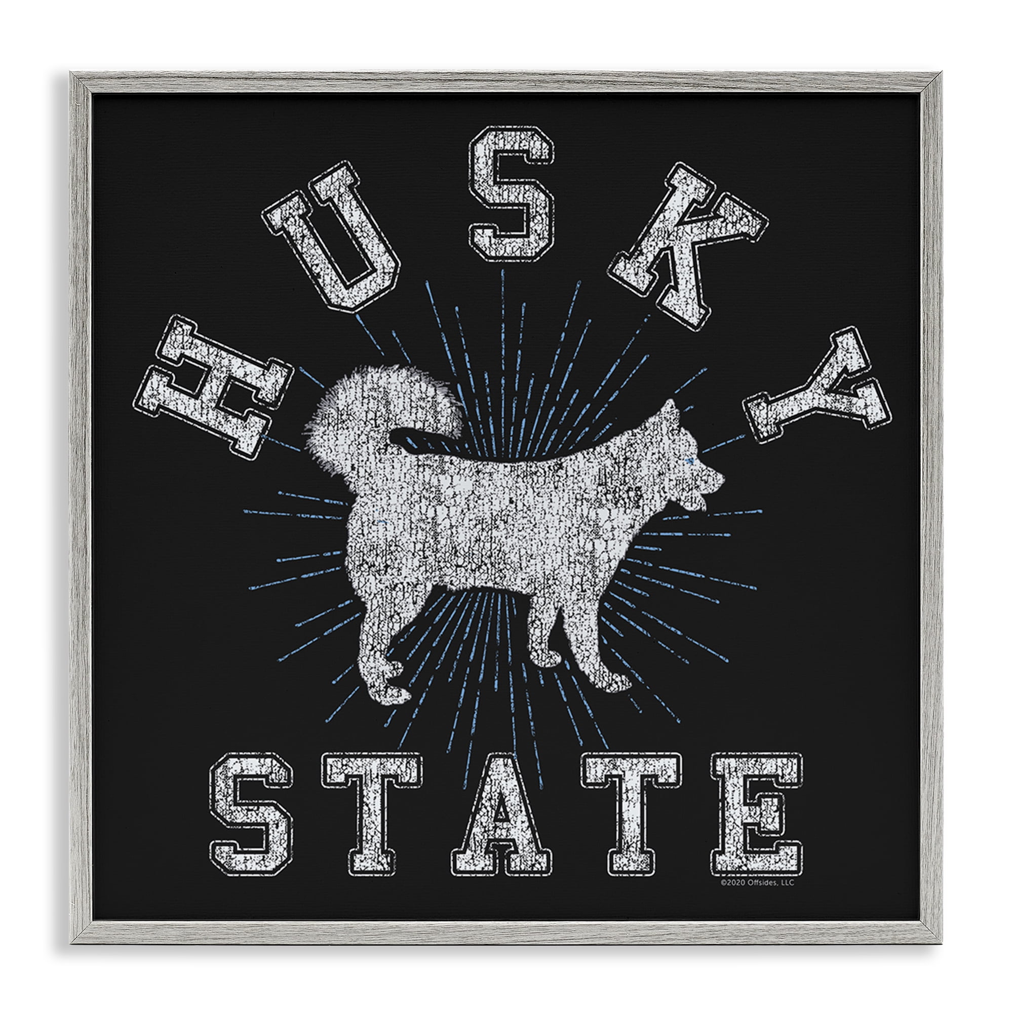 Stupell Industries Vintage Husky State Novelty & Humor Painting Gray Framed Art Print Wall Art, 24 x 24