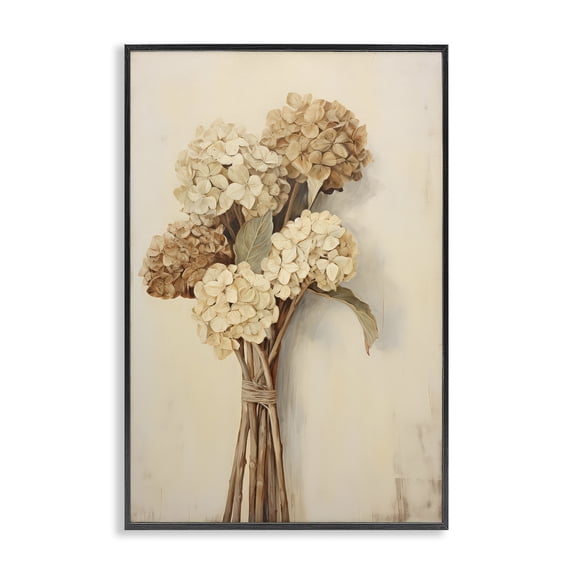 Stupell Industries Vintage Hydrangea Bundle Plants & Flowers Painting Black Framed Art Print Wall Art, 16 x 24