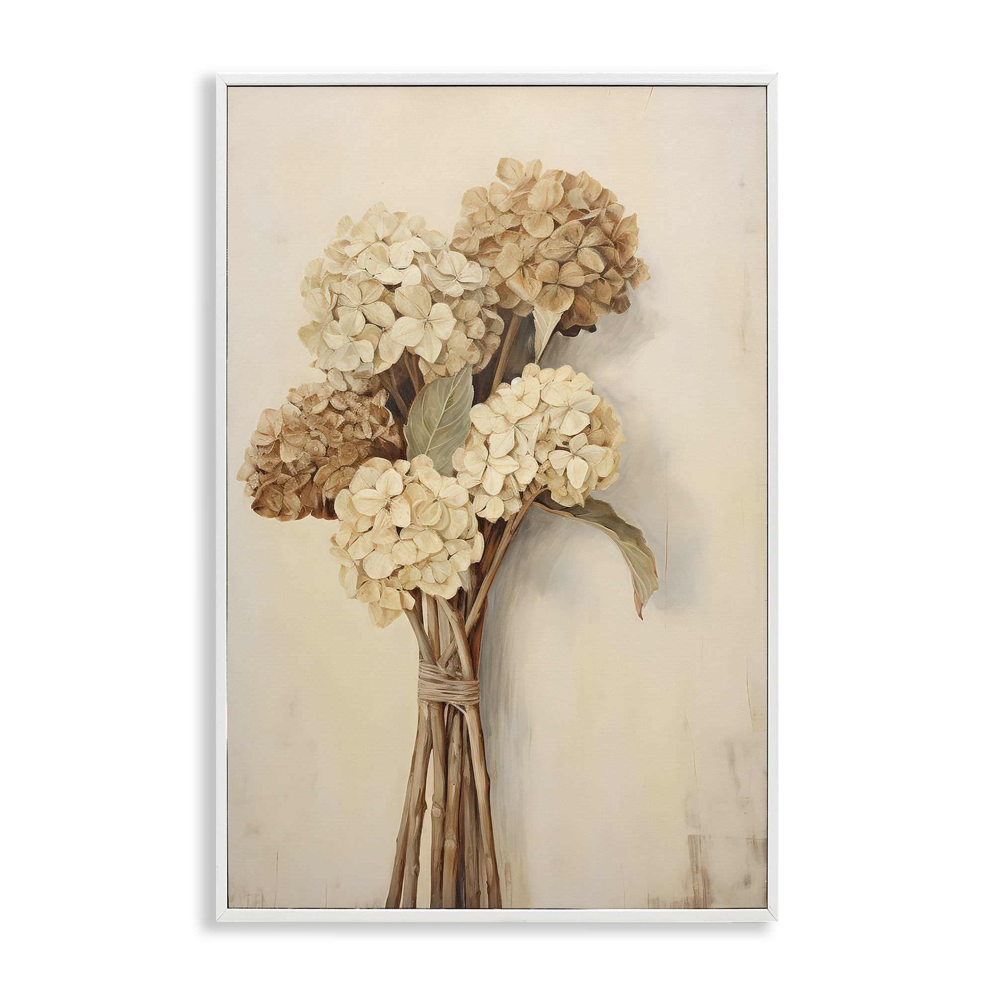 Stupell Industries Vintage Hydrangea Bundle Plants & Flowers Painting White Framed Art Print Wall Art, 16 x 24