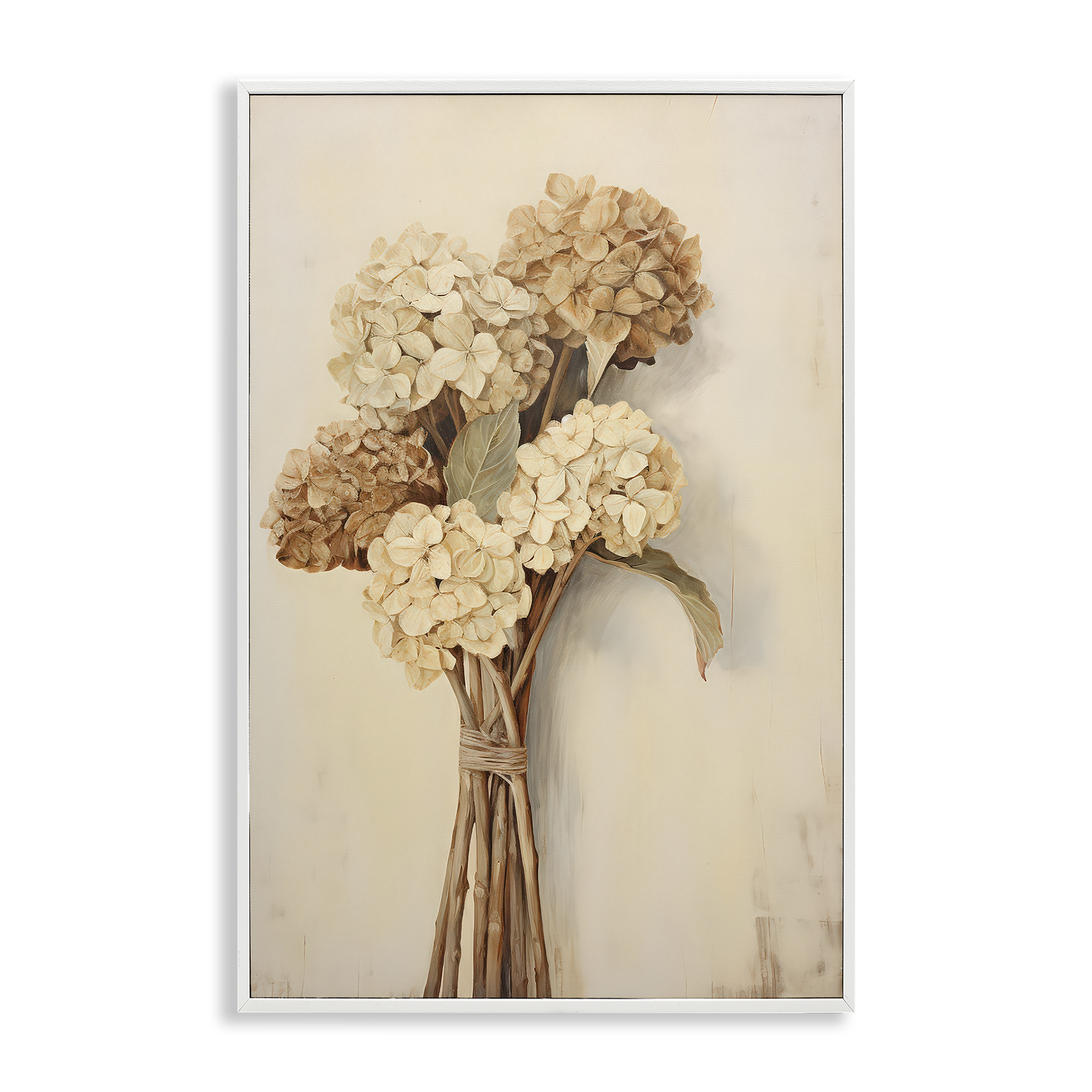 Stupell Industries Vintage Hydrangea Bundle Plants & Flowers Painting White Framed Art Print Wall Art, 20 x 30