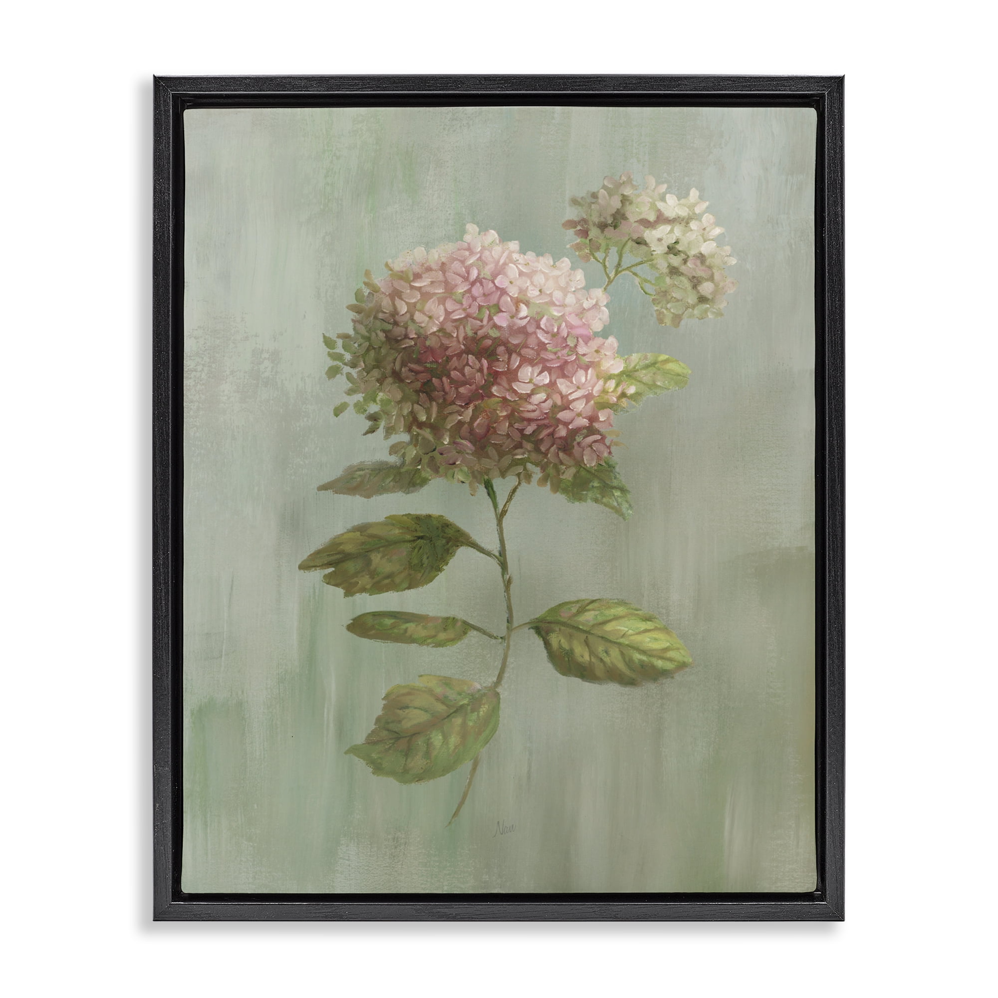 Stupell Industries Vintage Hydrangea Bushel Black Framed Floater Canvas Wall Art, design by Nan