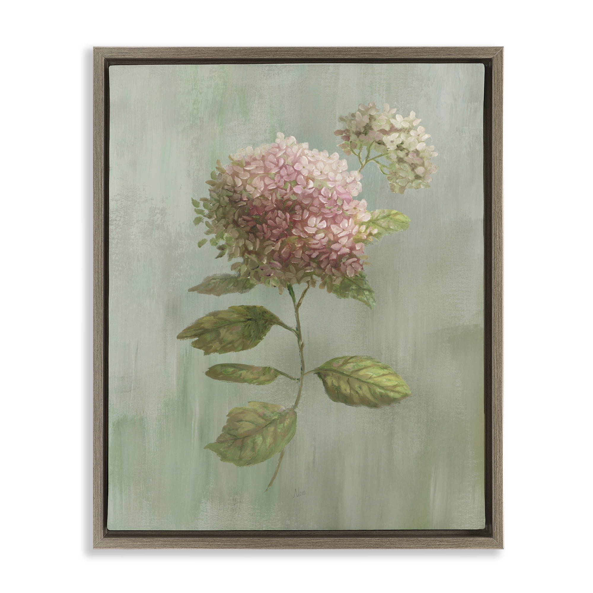 Stupell Industries Vintage Hydrangea Bushel Brown Framed Floater Canvas Wall Art, design by Nan