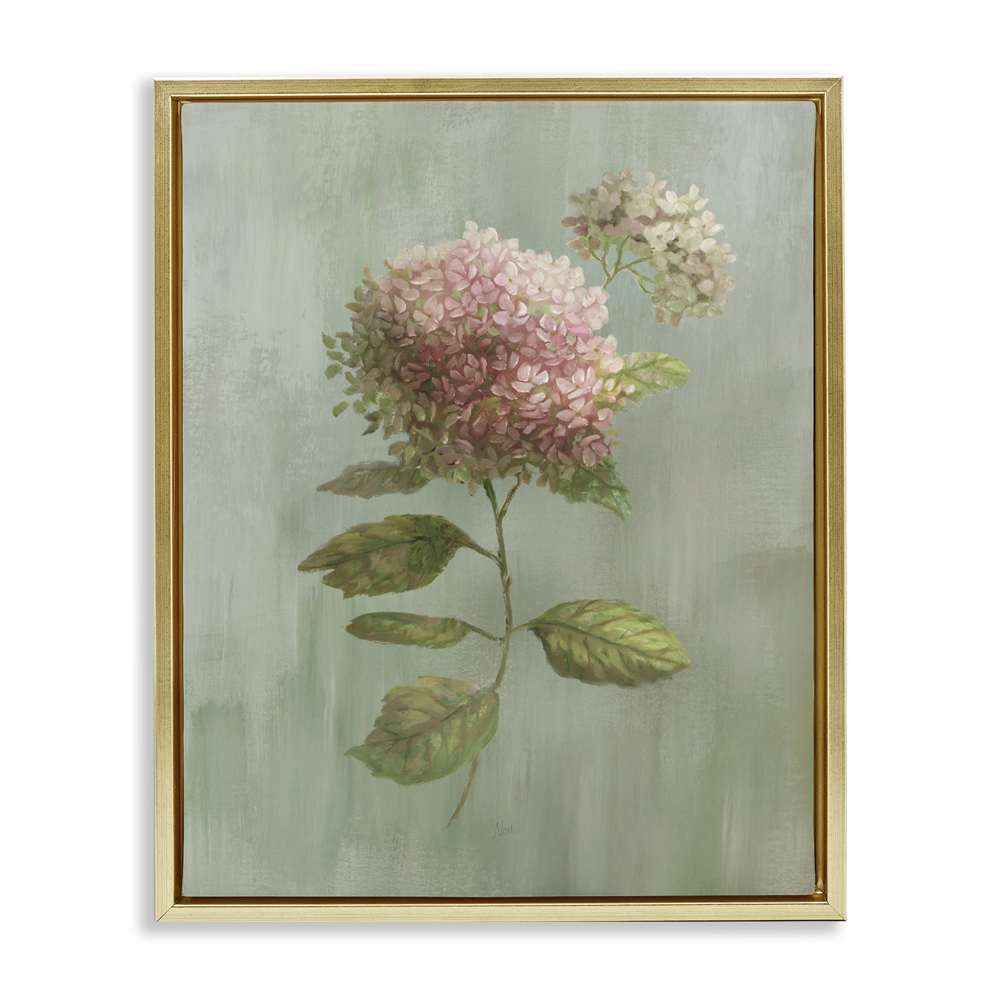 Stupell Industries Vintage Hydrangea Bushel Gold Framed Floater Canvas Wall Art, design by Nan