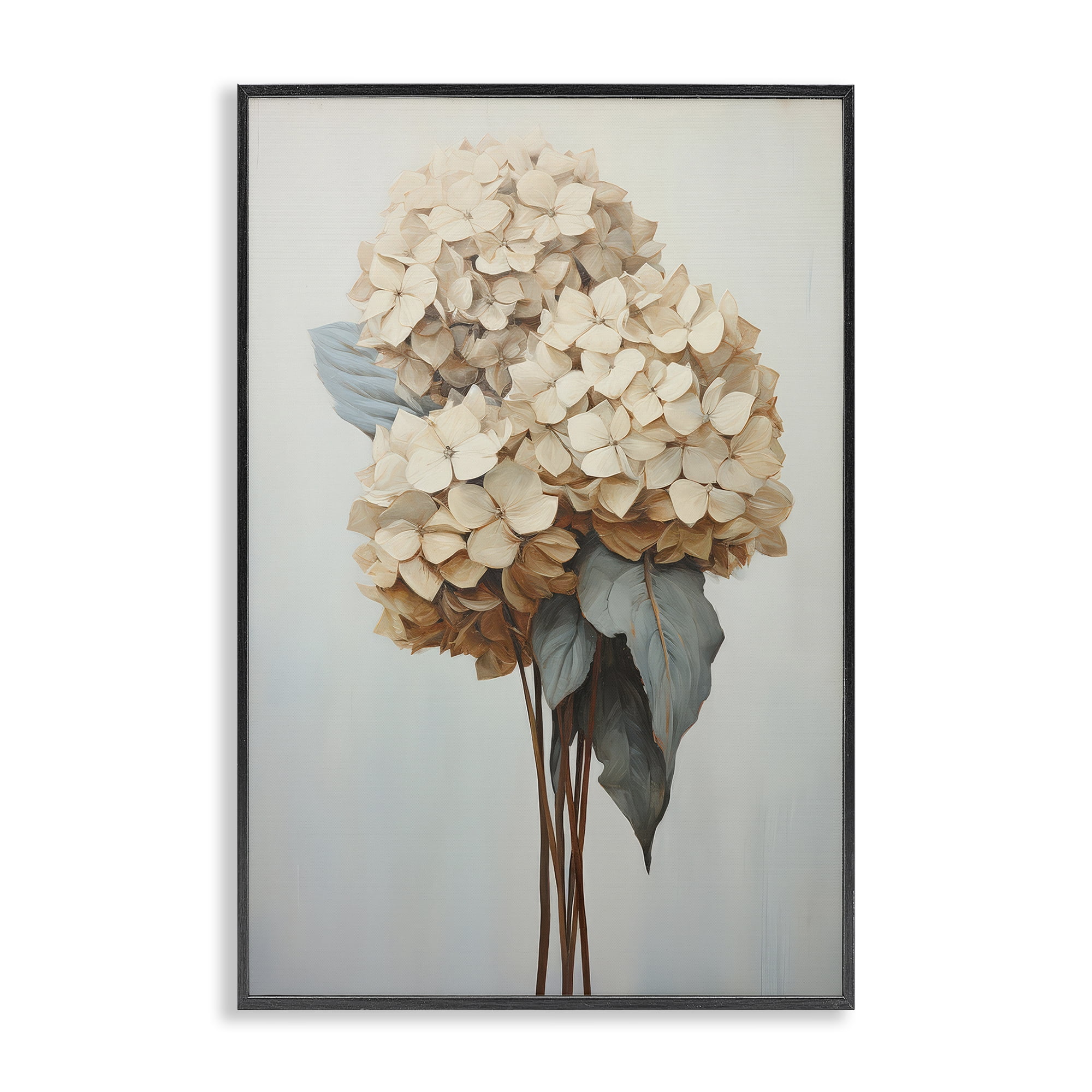 Stupell Industries Vintage Hydrangea Florets Plants & Flowers Painting Black Framed Art Print Wall Art, 16 x 24