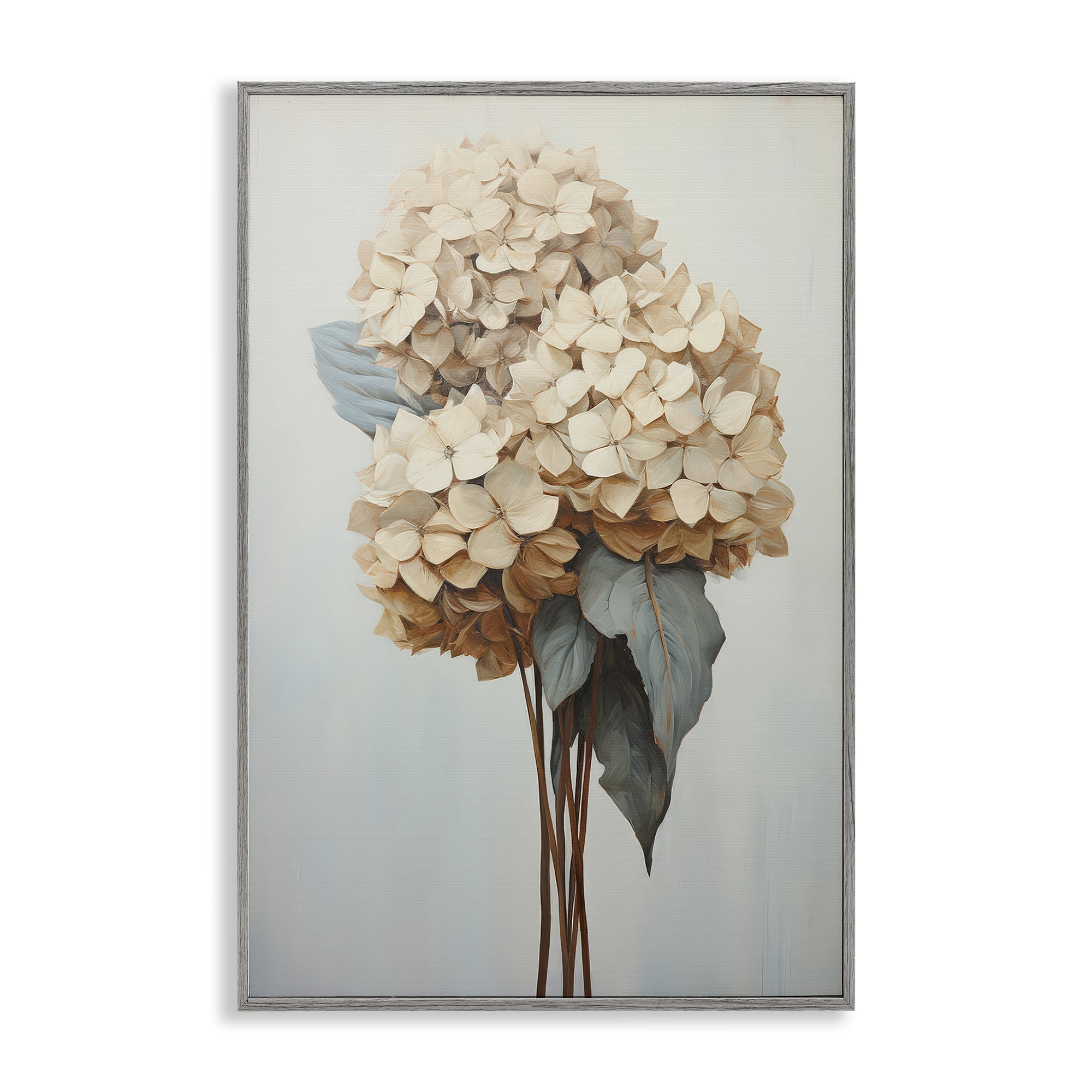 Stupell Industries Vintage Hydrangea Florets Plants & Flowers Painting Gray Framed Art Print Wall Art, 12 x 18