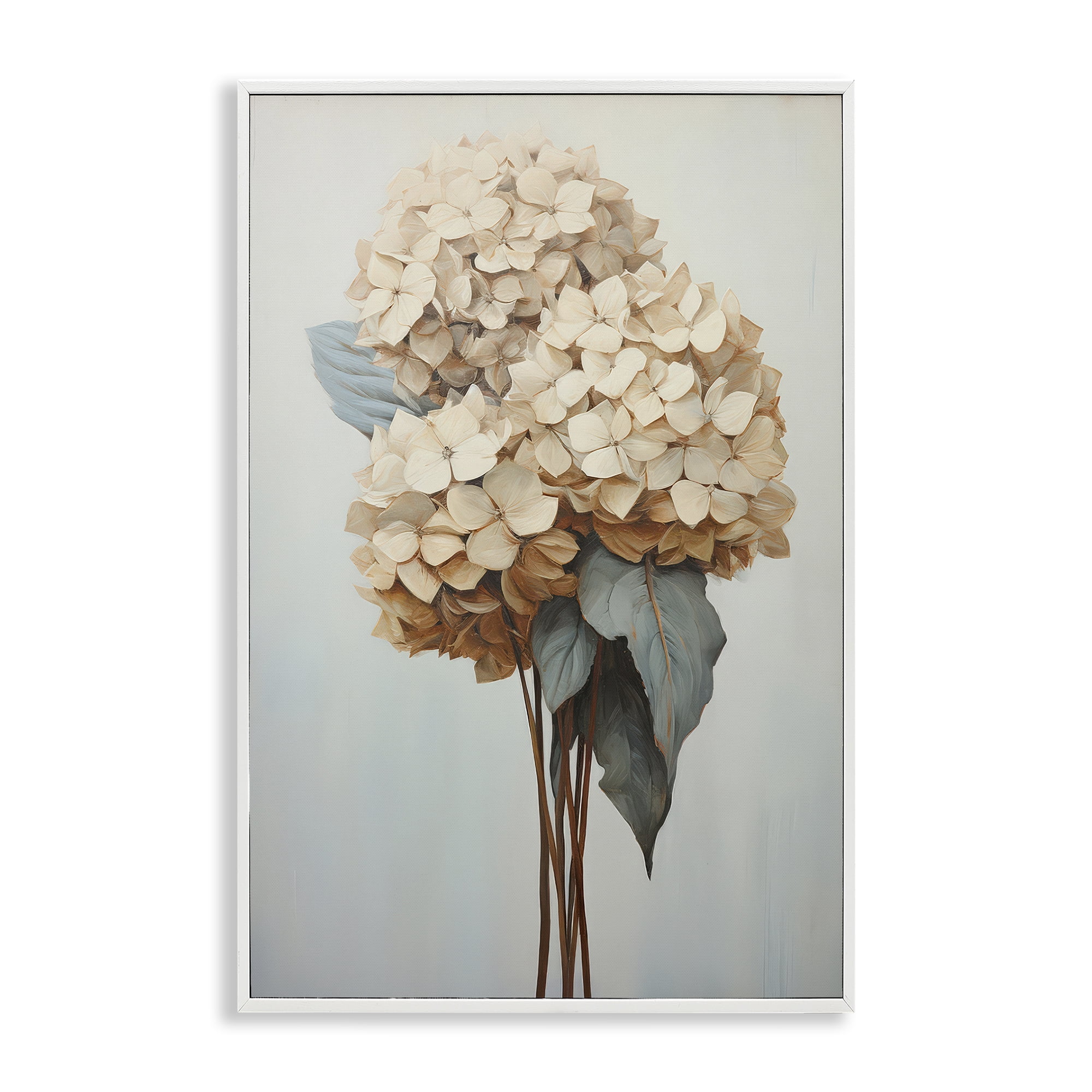 Stupell Industries Vintage Hydrangea Florets Plants & Flowers Painting White Framed Art Print Wall Art, 16 x 24