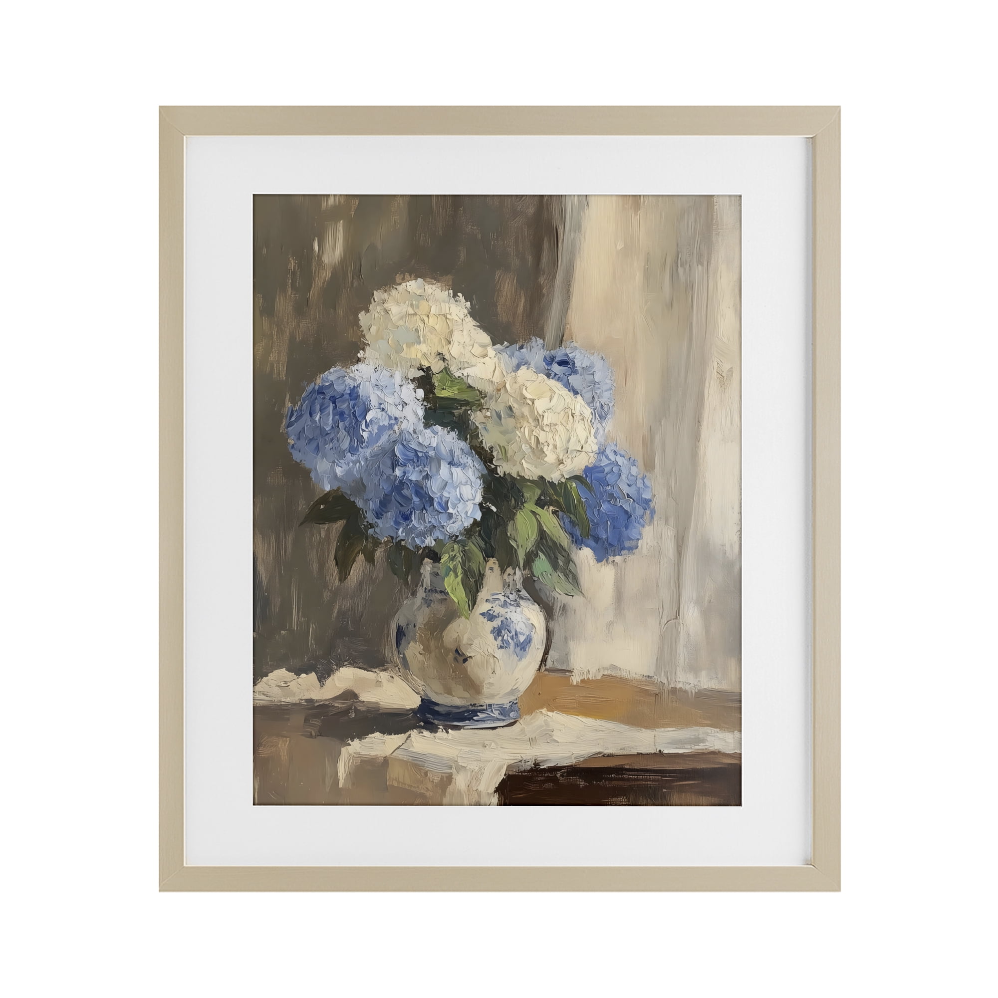 Stupell Industries Vintage Hydrangea in Ceramic Vase Birch Framed Print Under Glass, design by LSR Design Studio