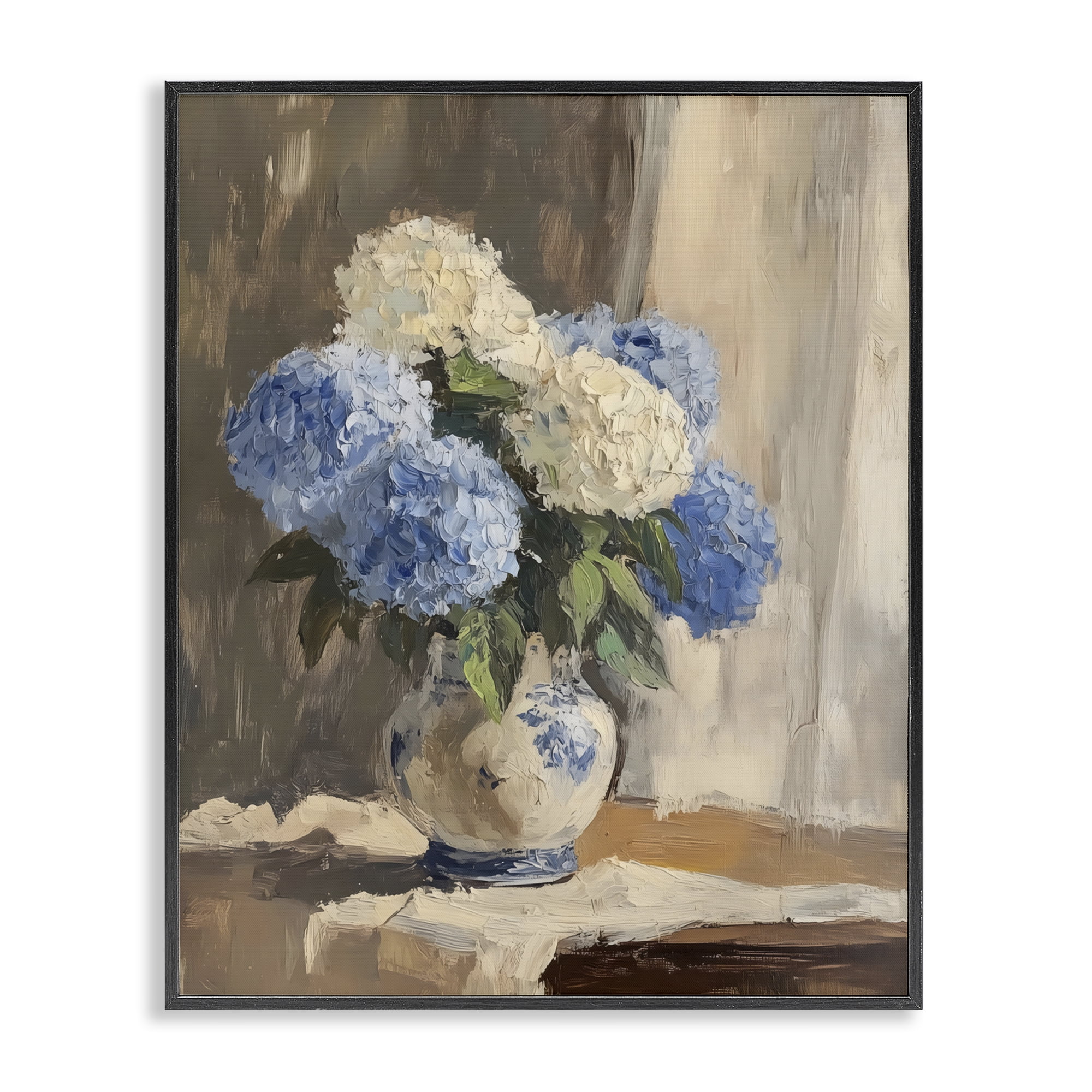Stupell Industries Vintage Hydrangea in Ceramic Vase Black Framed Giclee Art, design by LSR Design Studio