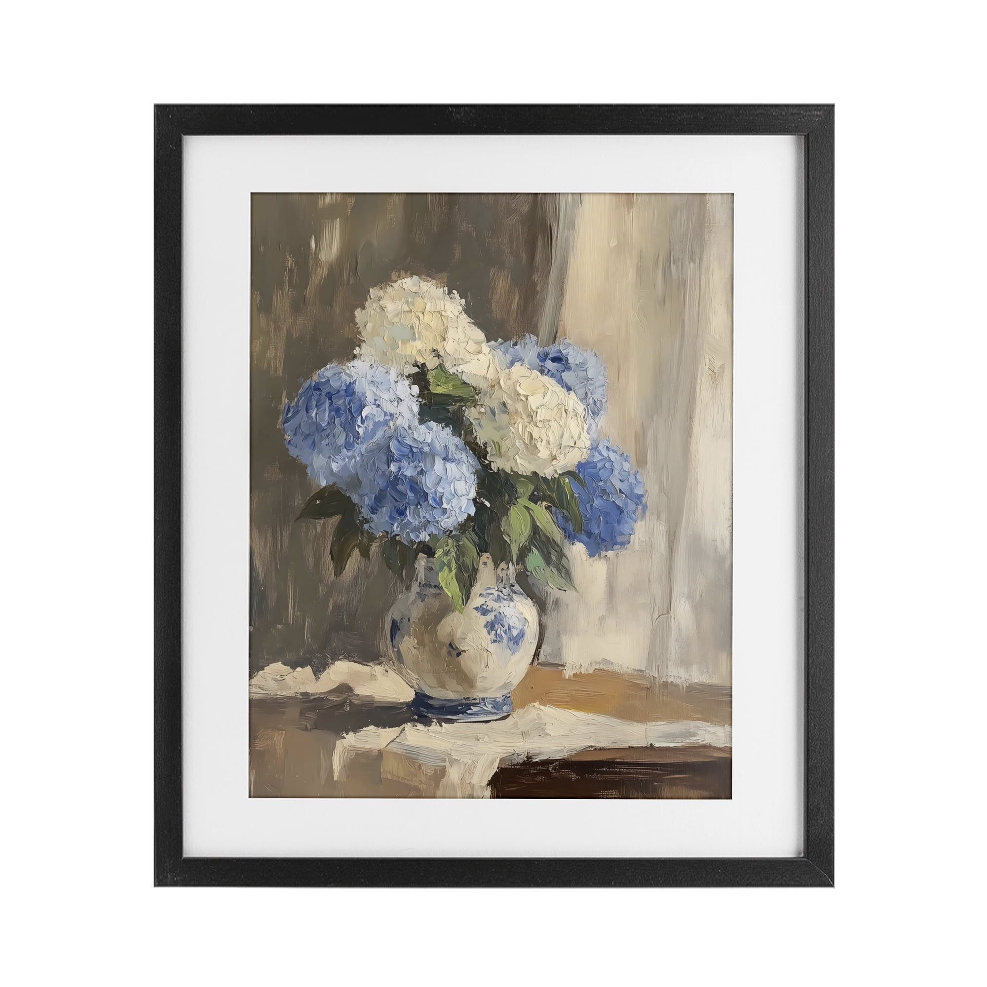 Stupell Industries Vintage Hydrangea in Ceramic Vase Black Framed Print Under Glass, design by LSR Design Studio