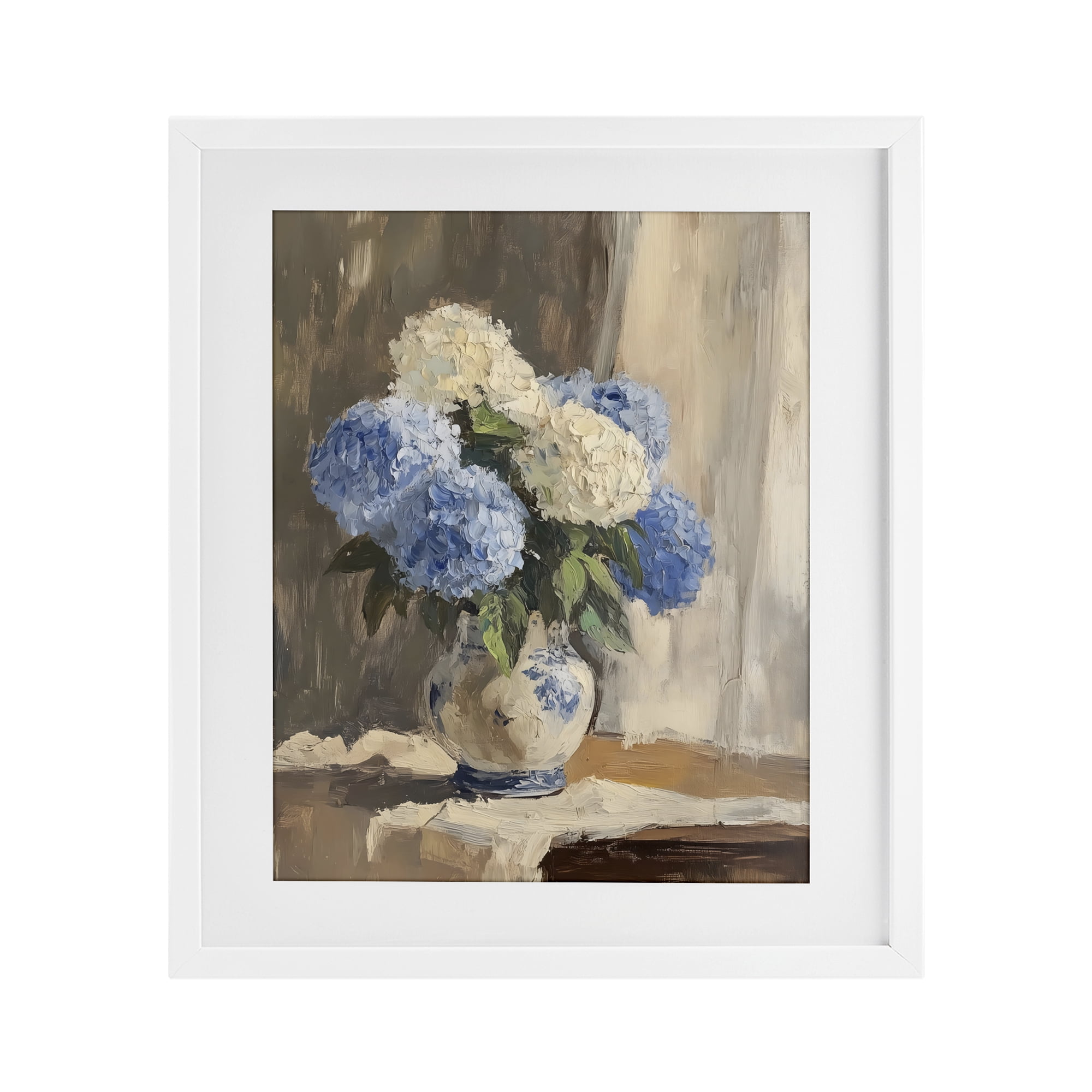 Stupell Industries Vintage Hydrangea in Ceramic Vase White Framed Print Under Glass, design by LSR Design Studio