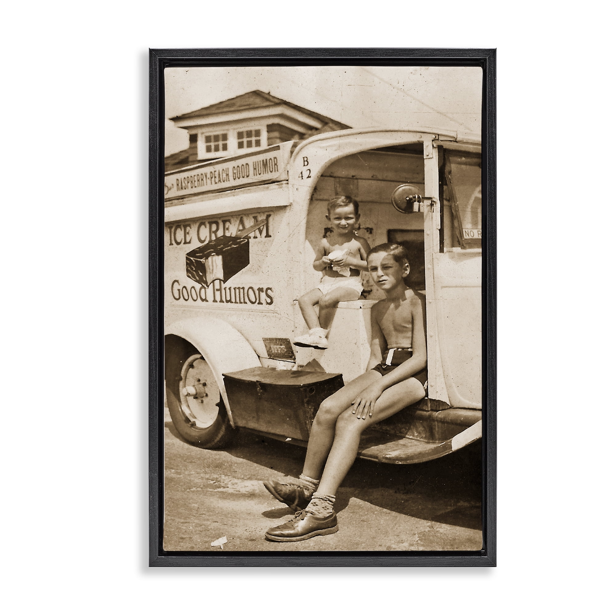 Stupell Industries Vintage Ice Cream Truck Black Framed Floater Canvas Wall Art, design by Grotto Studios