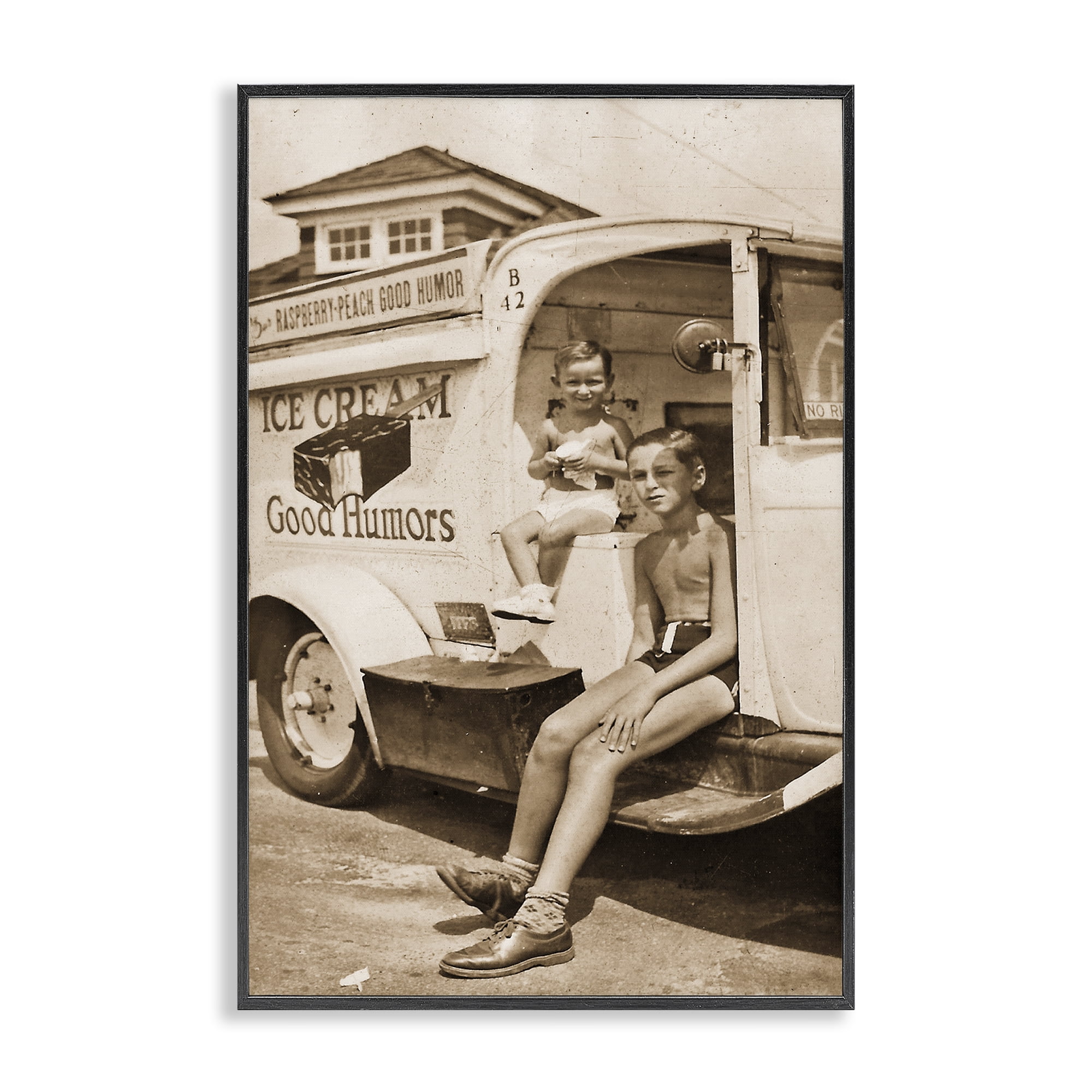 Stupell Industries Vintage Ice Cream Truck Black Framed Giclee Art, design by Grotto Studios