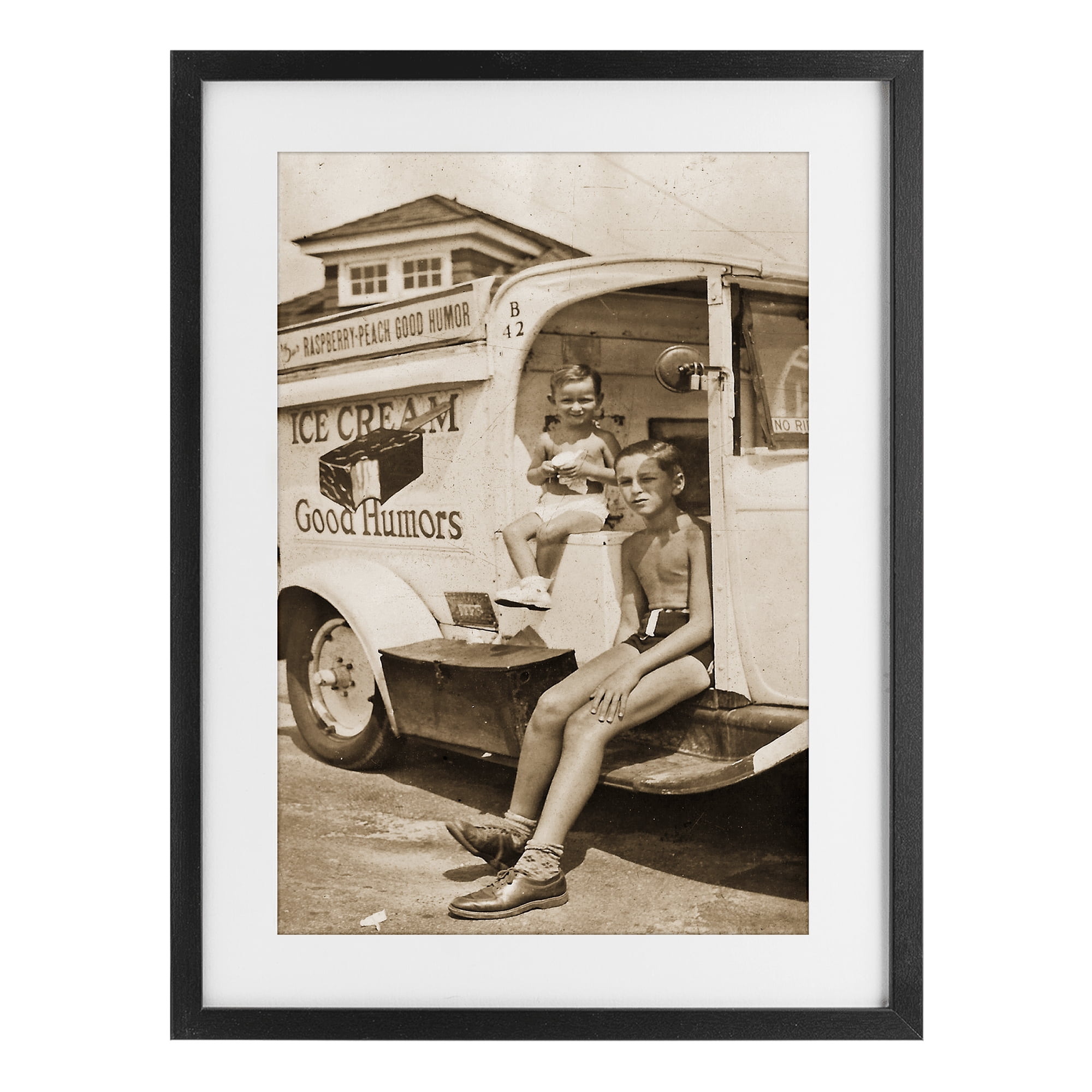Stupell Industries Vintage Ice Cream Truck Black Framed Print Under Glass, design by Grotto Studios