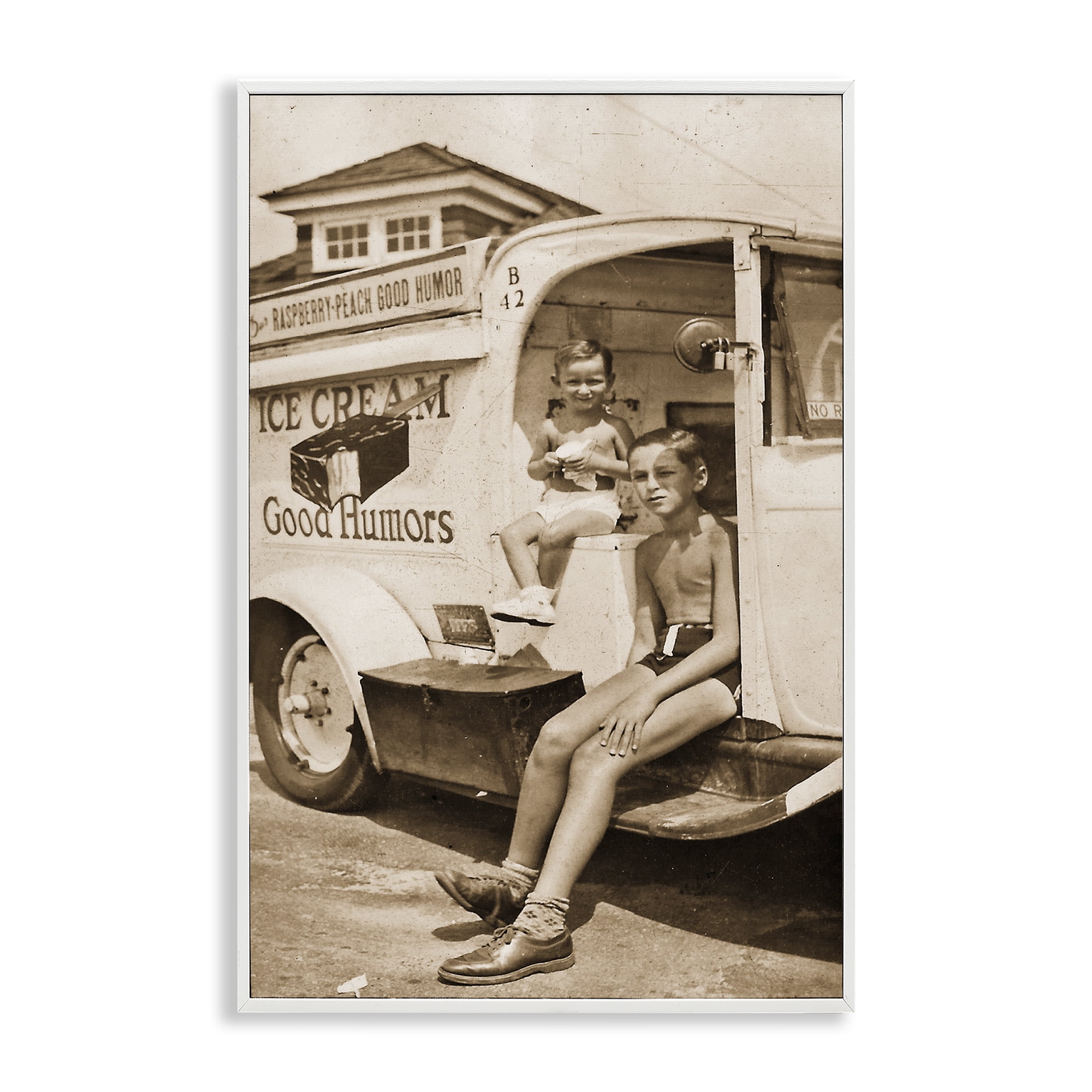Stupell Industries Vintage Ice Cream Truck White Framed Giclee Art, design by Grotto Studios
