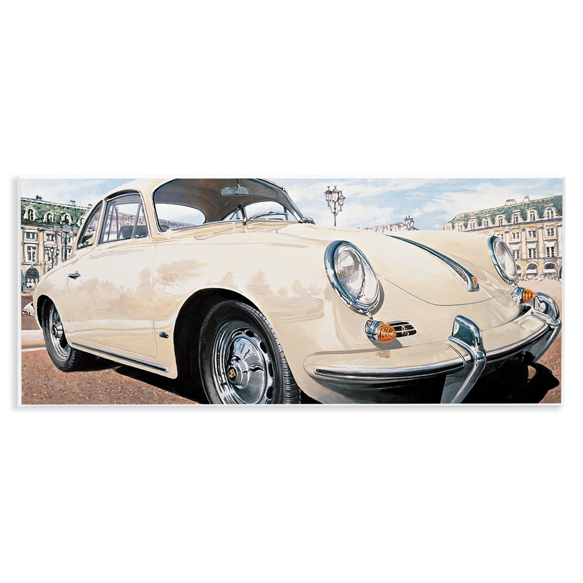 Stupell Industries Vintage Ivory Car Transportation Painting Unframed Art Print Wall Art, 17 x 7