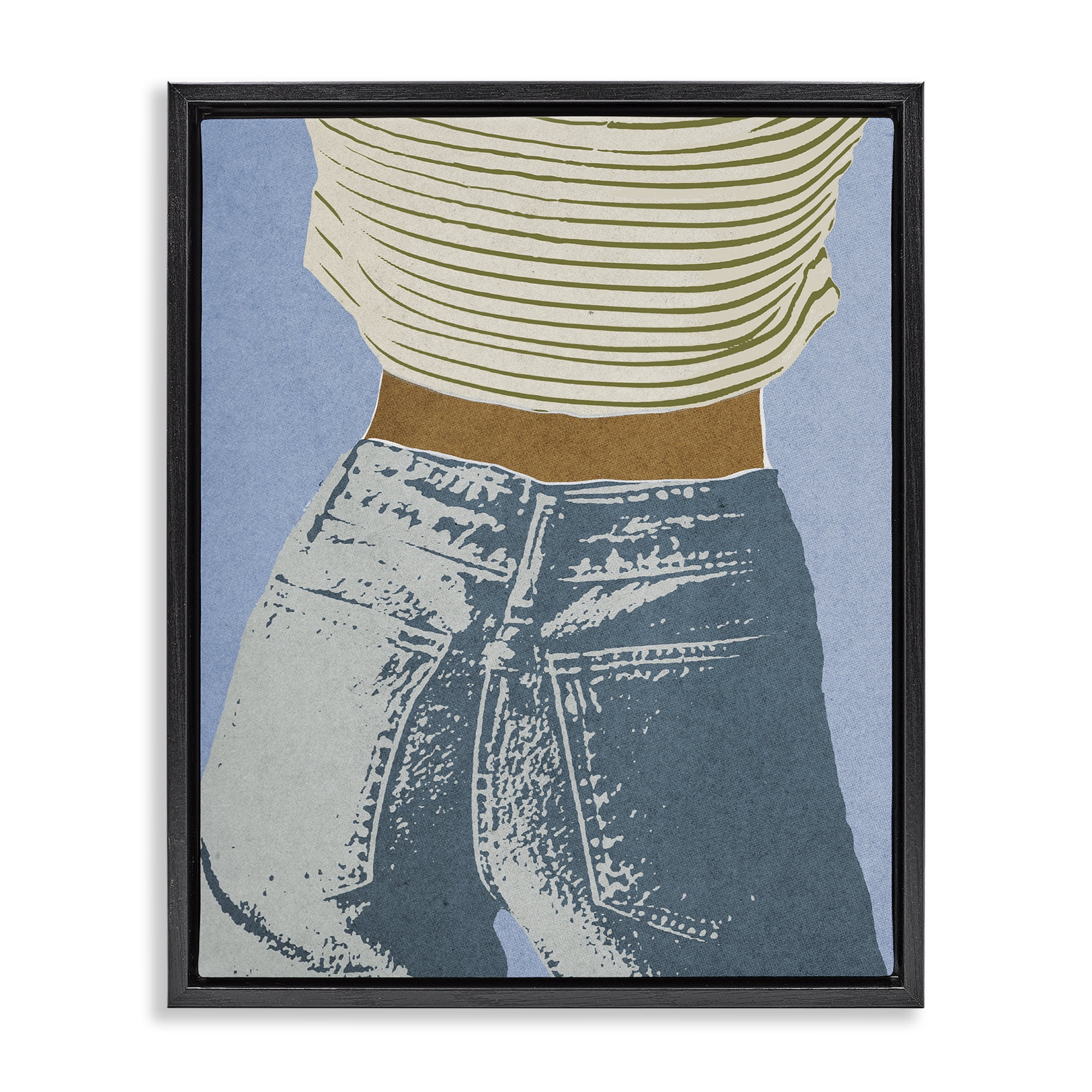 Stupell Industries Vintage Jeans & Tee Black Framed Floater Canvas Wall Art, design by Victoria Barnes