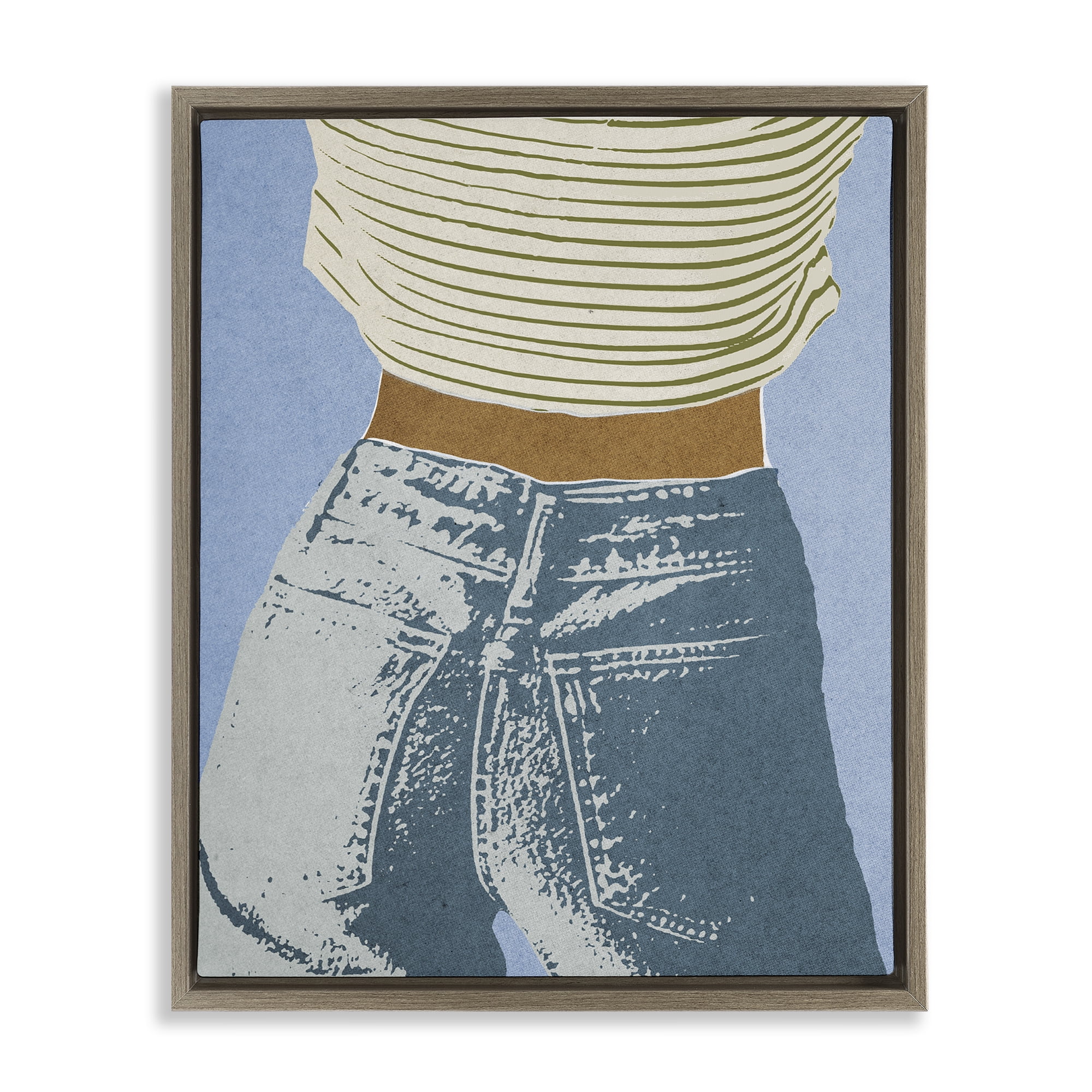 Stupell Industries Vintage Jeans & Tee Brown Framed Floater Canvas Wall Art, design by Victoria Barnes