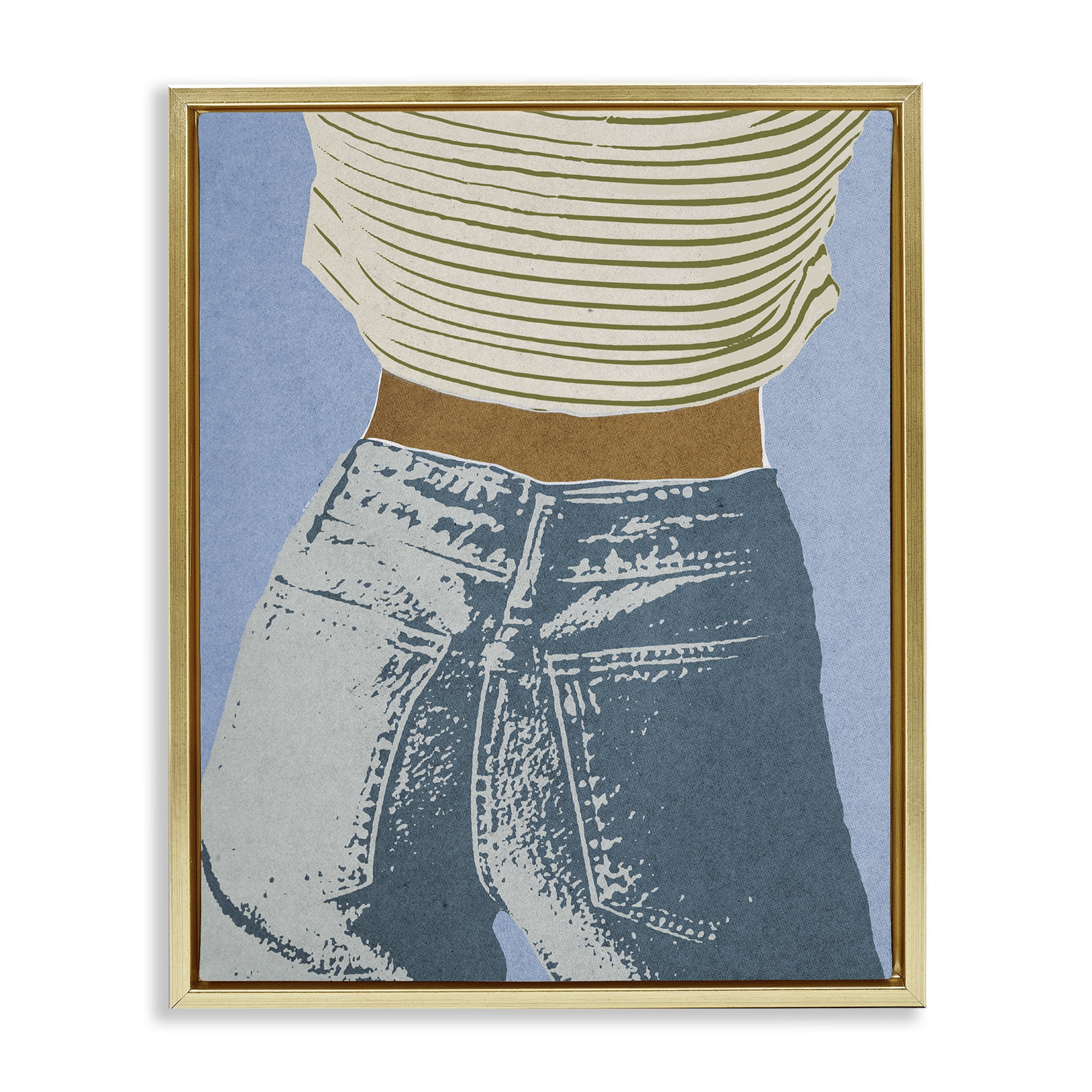 Stupell Industries Vintage Jeans & Tee Gold Framed Floater Canvas Wall Art, design by Victoria Barnes