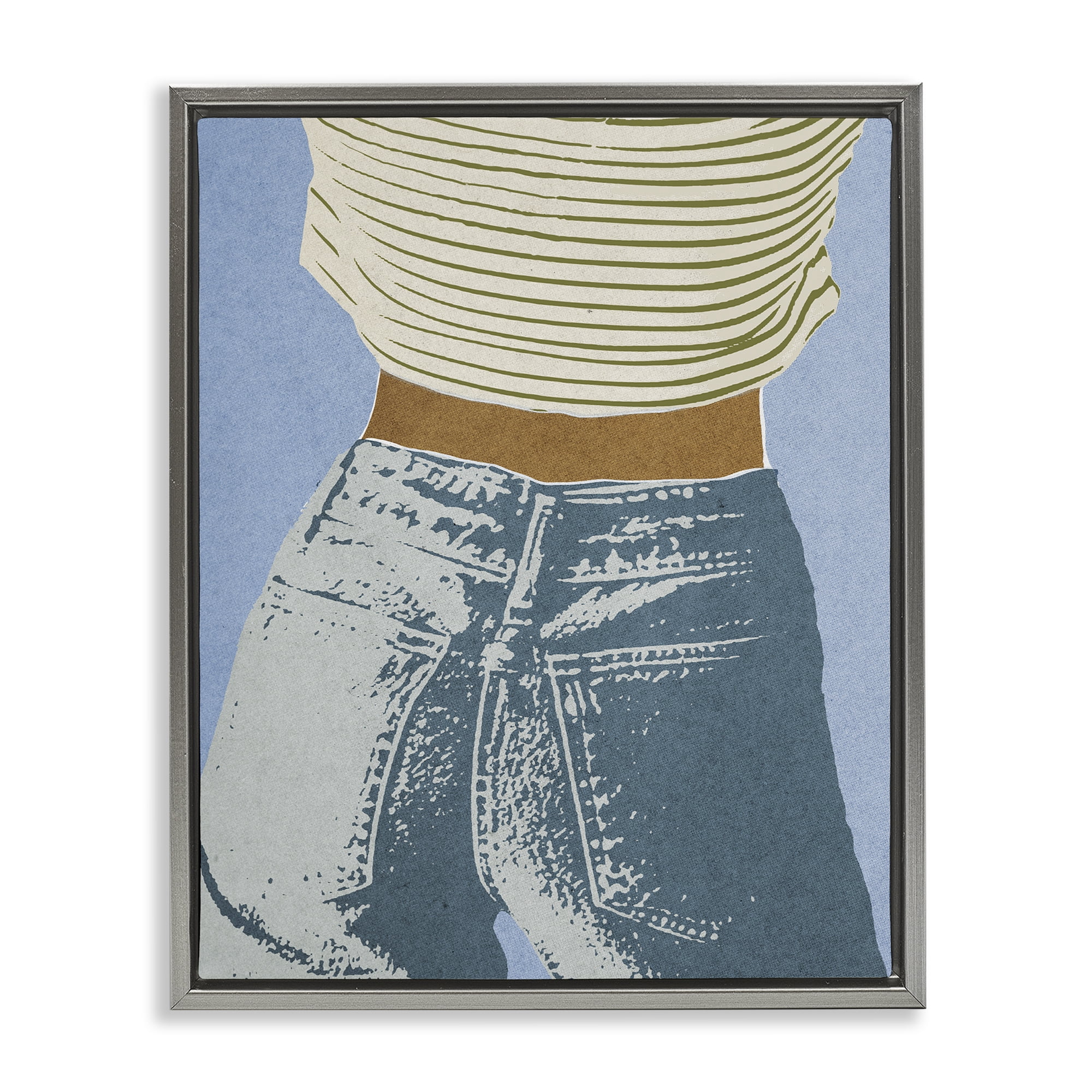 Stupell Industries Vintage Jeans & Tee Gray Framed Floater Canvas Wall Art, design by Victoria Barnes