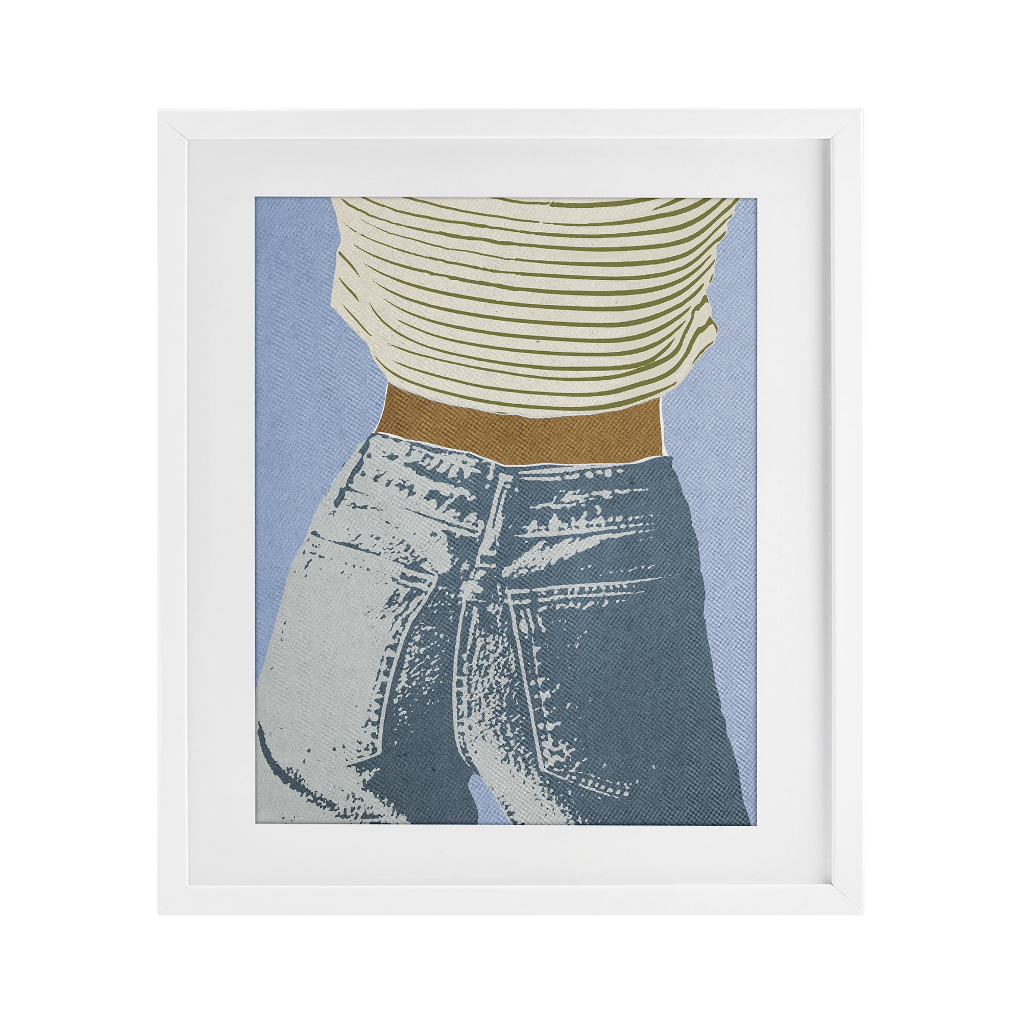 Stupell Industries Vintage Jeans & Tee White Framed Print Under Glass, design by Victoria Barnes