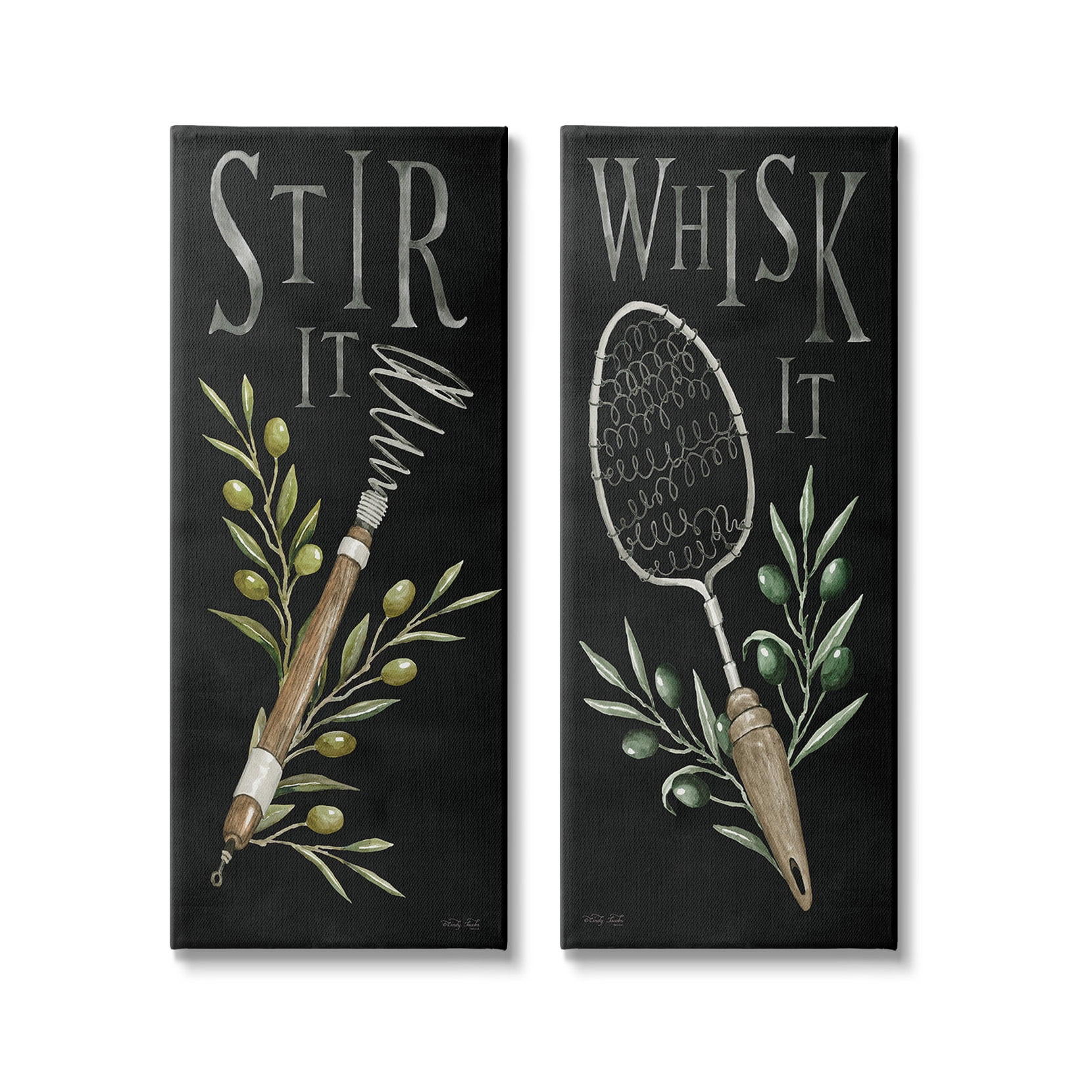 Stupell Industries Vintage Kitchen Phrases Botanical & Floral Painting Gallery Wrapped Canvas Art Print Wall Art, 13 x 30, Set of 2