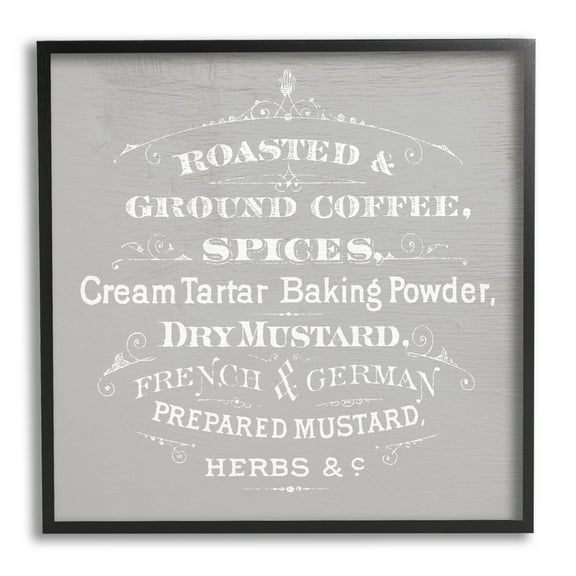 Stupell Industries Vintage Kitchen Spices List Graphic Art Black Framed Art Print Wall Art, Design by Lil' Rue