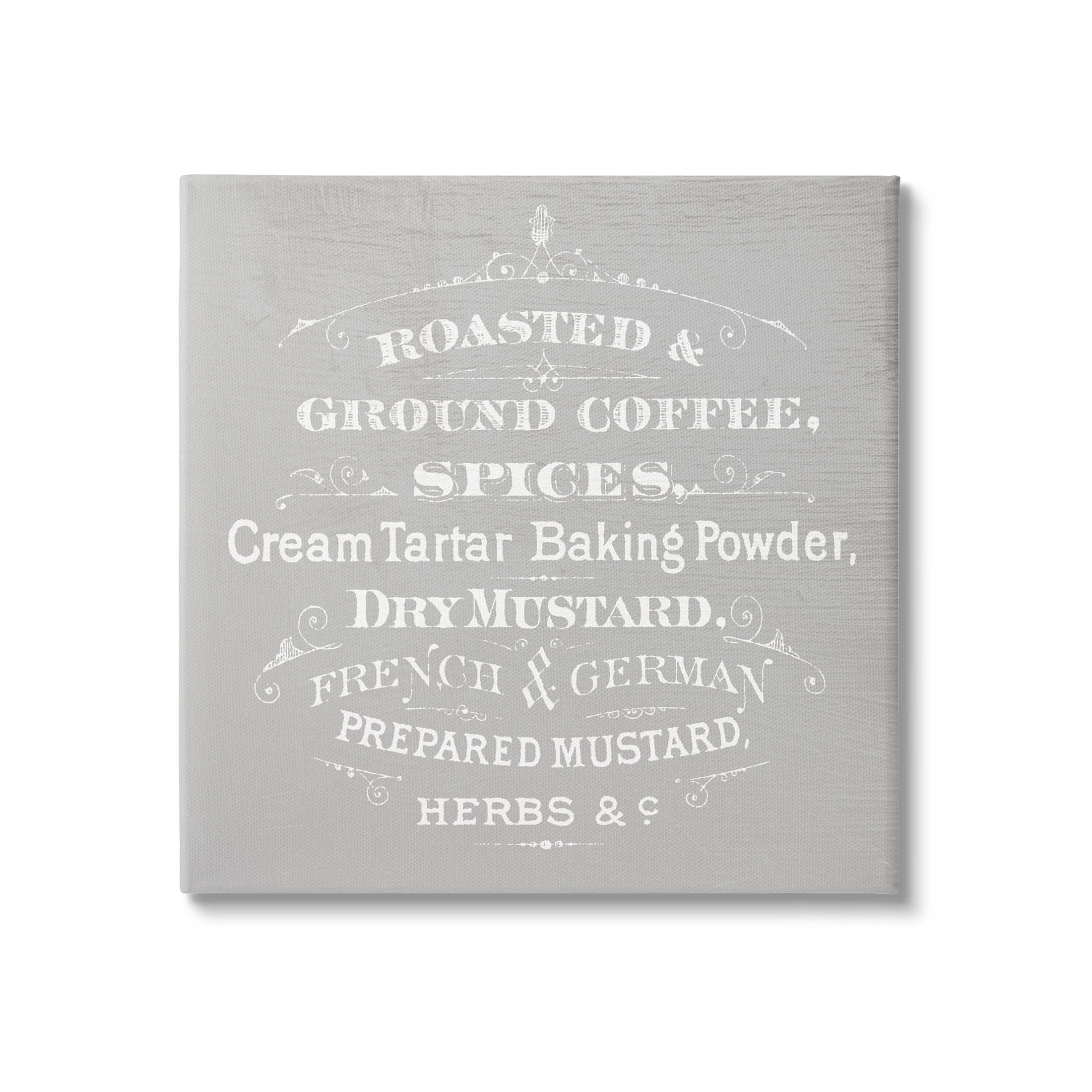 Stupell Industries Vintage Kitchen Spices List Graphic Art Gallery Wrapped Canvas Print Wall Art, Design by Lil' Rue