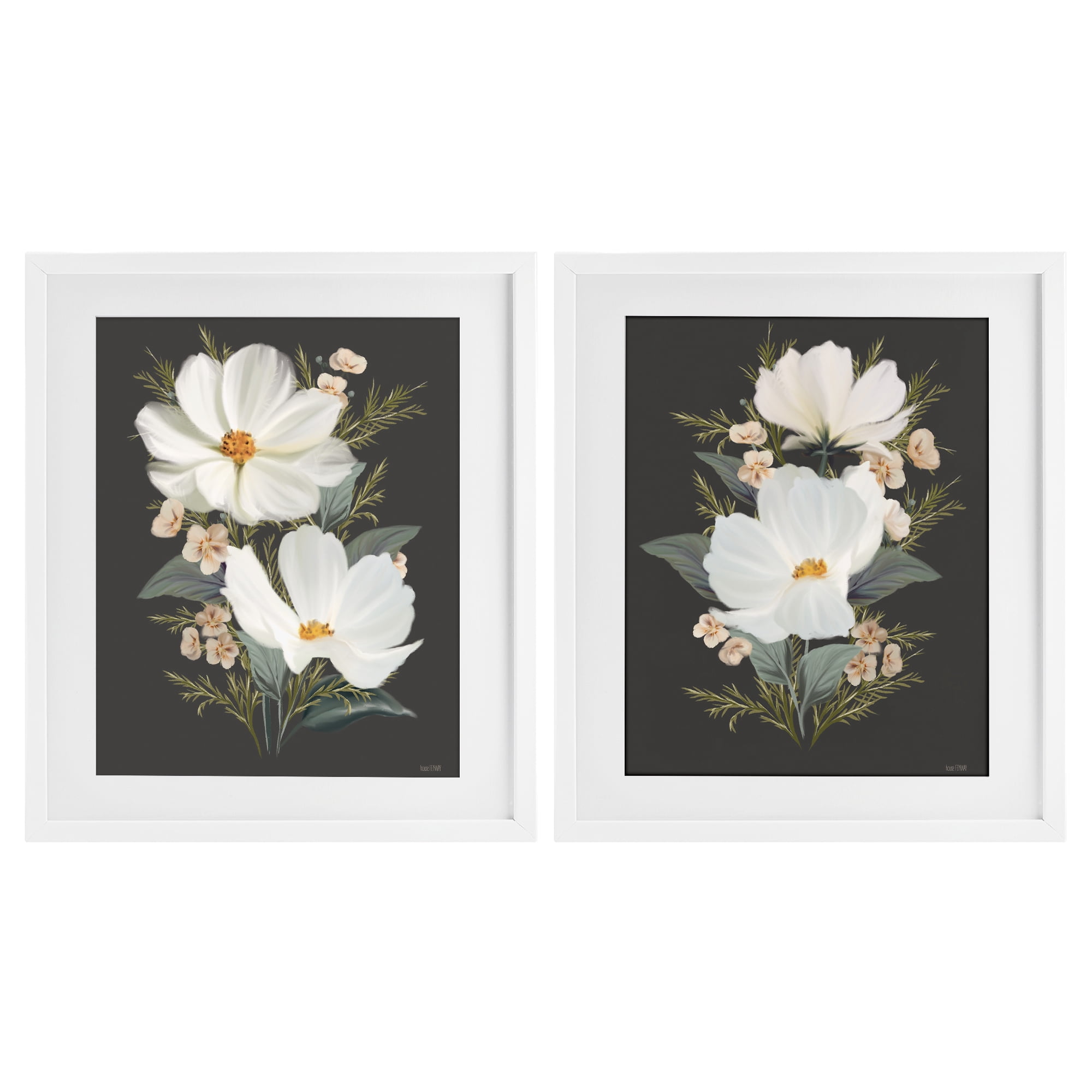 Stupell Industries Vintage Lace Cosmos 2 Piece White Framed Print Under Glass Set, design by House Fenway