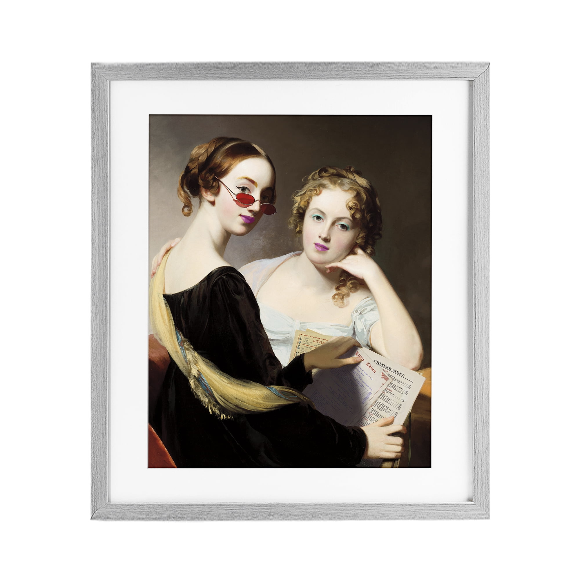 Stupell Industries Vintage Ladies Ordering Takeout Gray Framed Print Under Glass, design by Wild Apple Portfolio