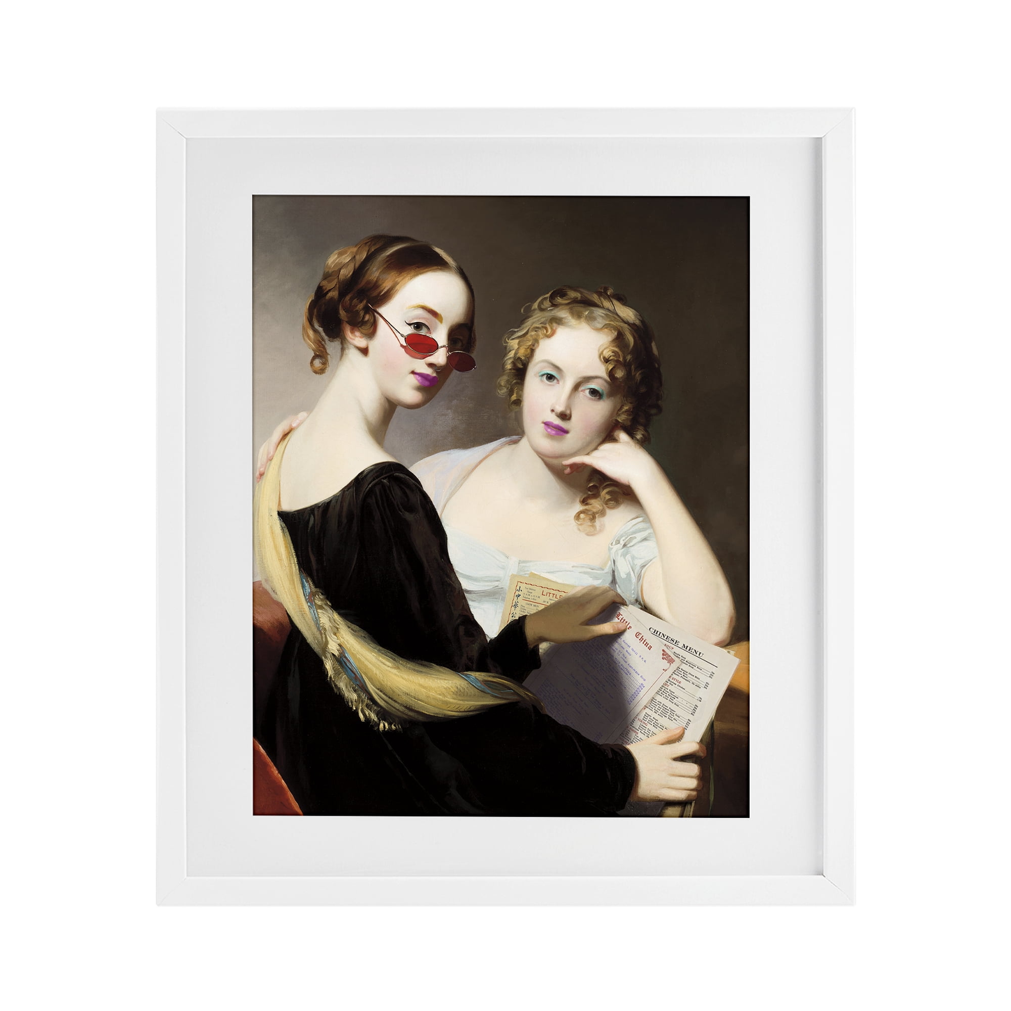 Stupell Industries Vintage Ladies Ordering Takeout White Framed Print Under Glass, design by Wild Apple Portfolio