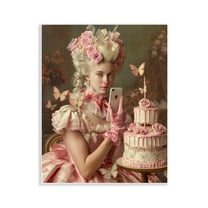 Stupell Industries Vintage Lady with Cellphone People Painting Unframed Art Print Wall Art, 11 x 14