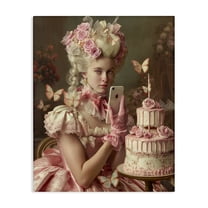 Stupell Industries Vintage Lady with Cellphone People Painting Wrapped Canvas Canvas Art Print Wall Art, 16 x 20